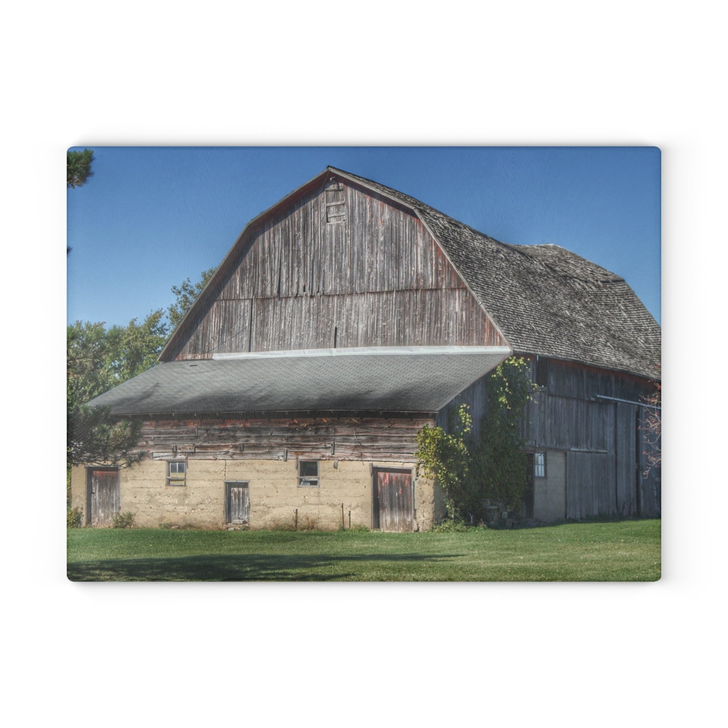 U R There Photography Snover Old Grey Rustic Farmhouse Tempered-Glass Cutting Board