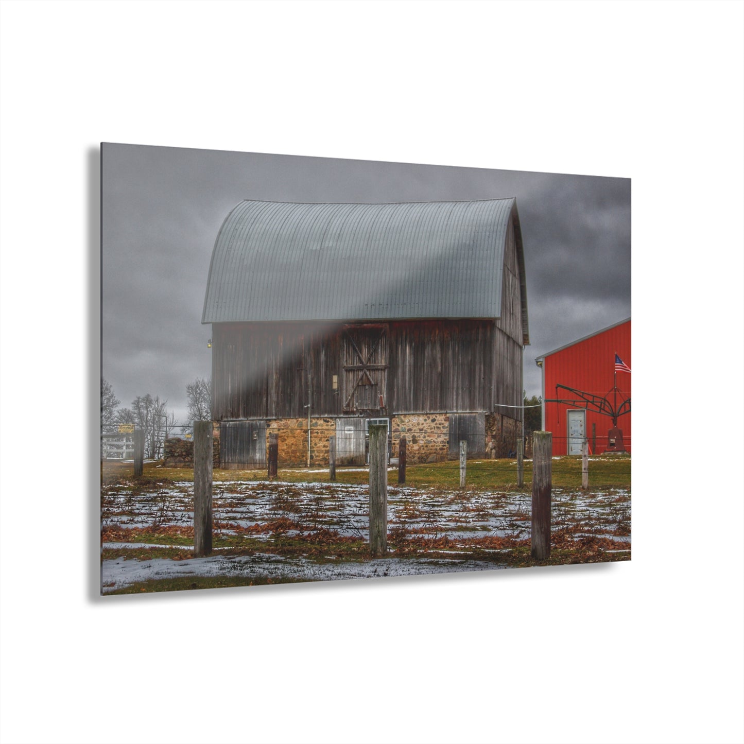 U R There Photography Schott Road Grey III Rustic Farmhouse Acrylic Wall Print