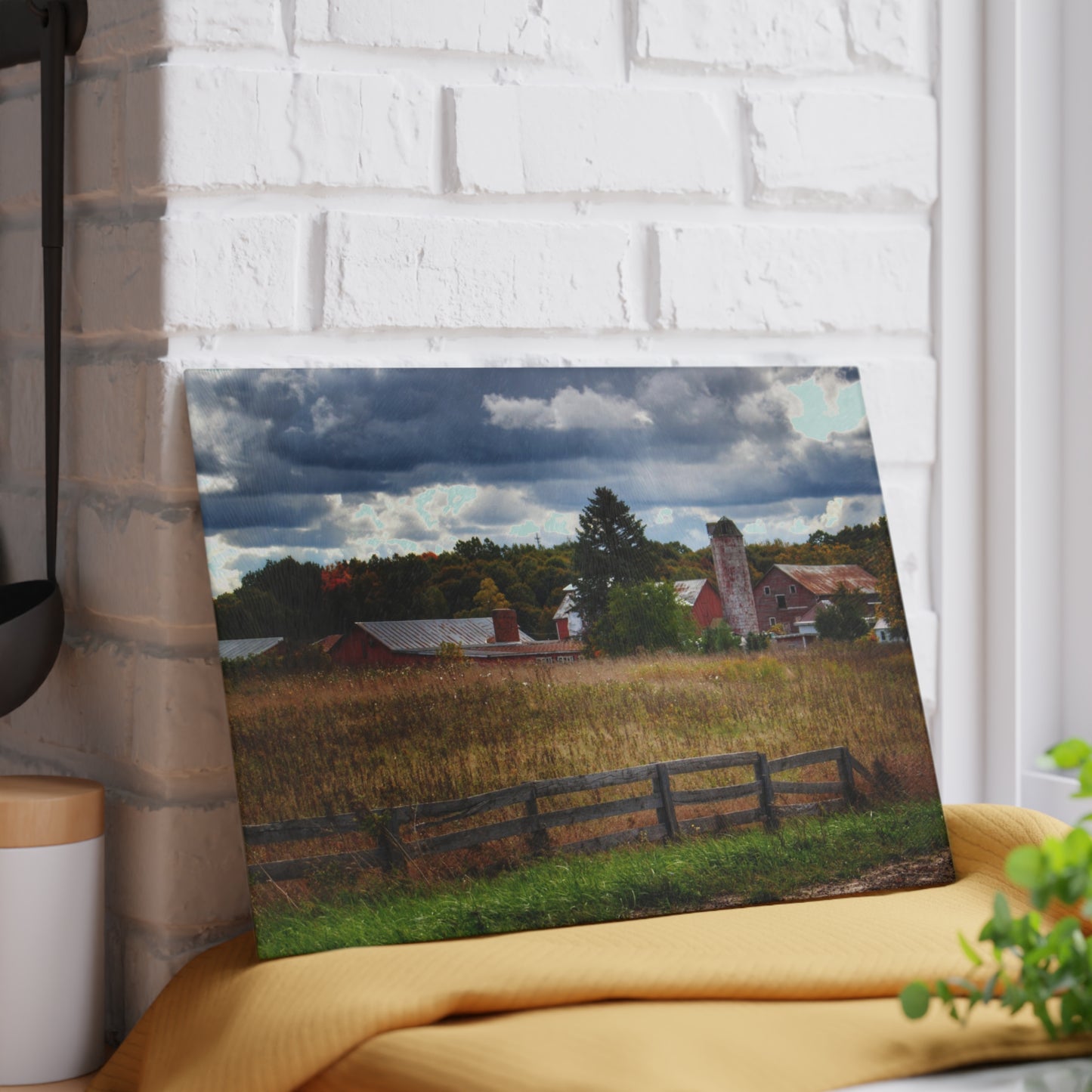 U R There Photography Baldwin Road Farm Rustic Farmhouse Tempered-Glass Cutting Board