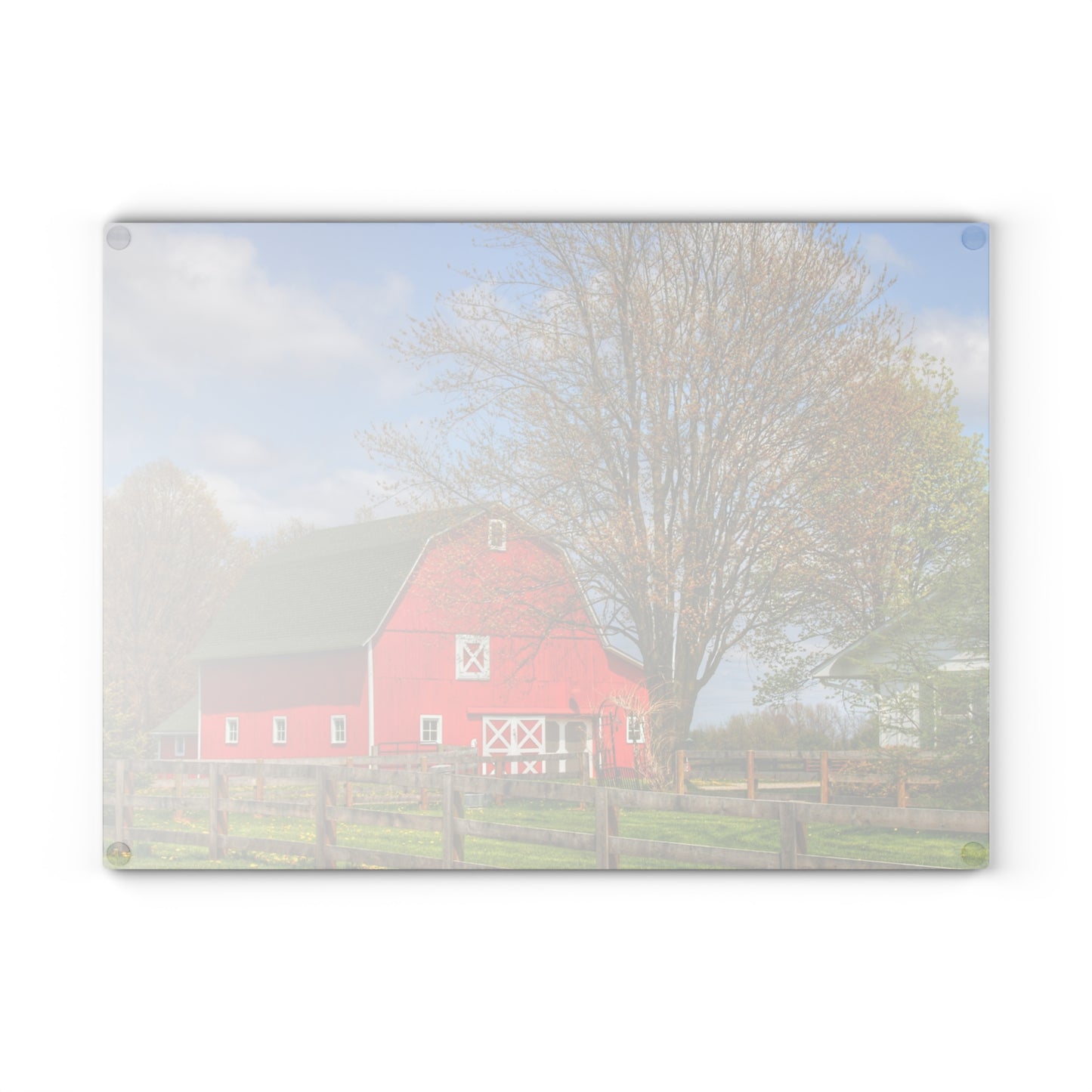 U R There Photography Sohn Road Red Rustic Farmhouse Tempered-Glass Cutting Board