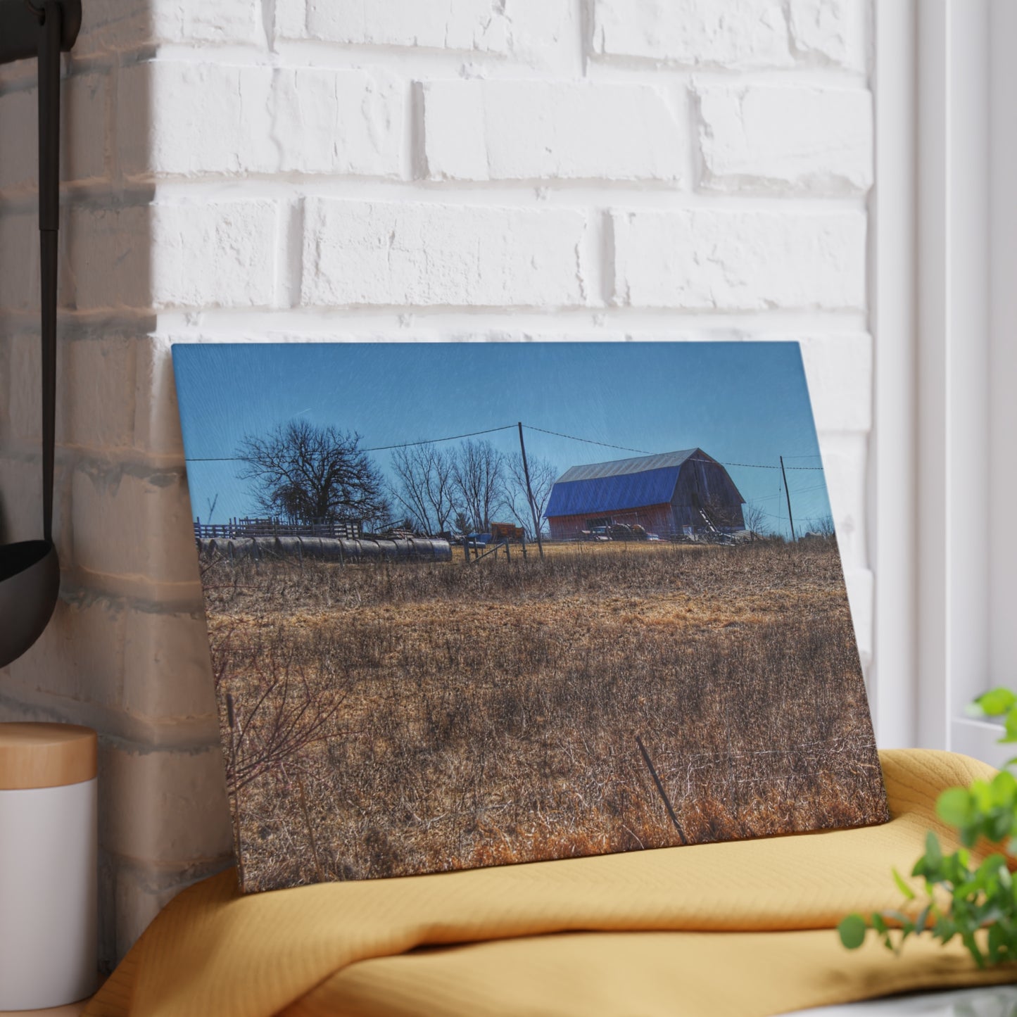 U R There Photography Marathon Haybarn on the Hill I Rustic Farmhouse Tempered-Glass Cutting Board