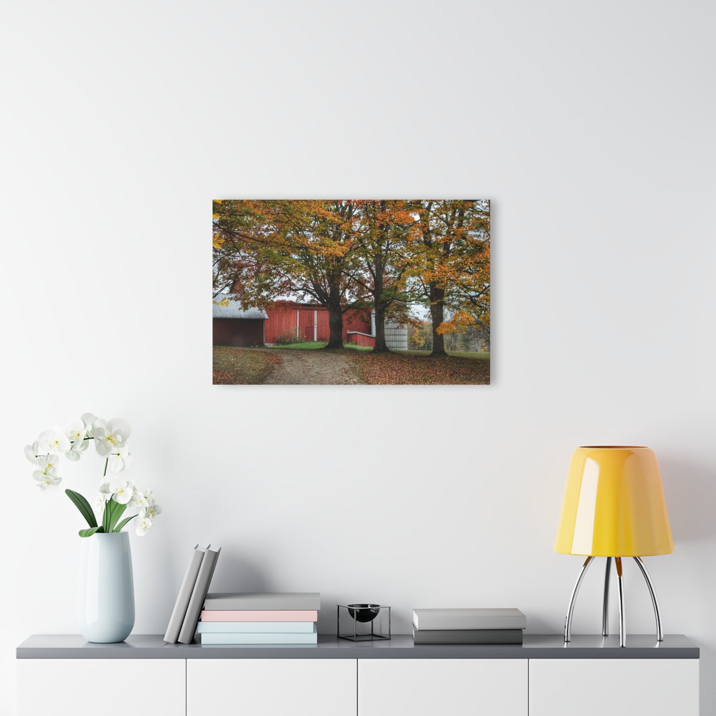 U R There Photography Brown Road Red in the Fall Rustic Farmhouse Acrylic Wall Print