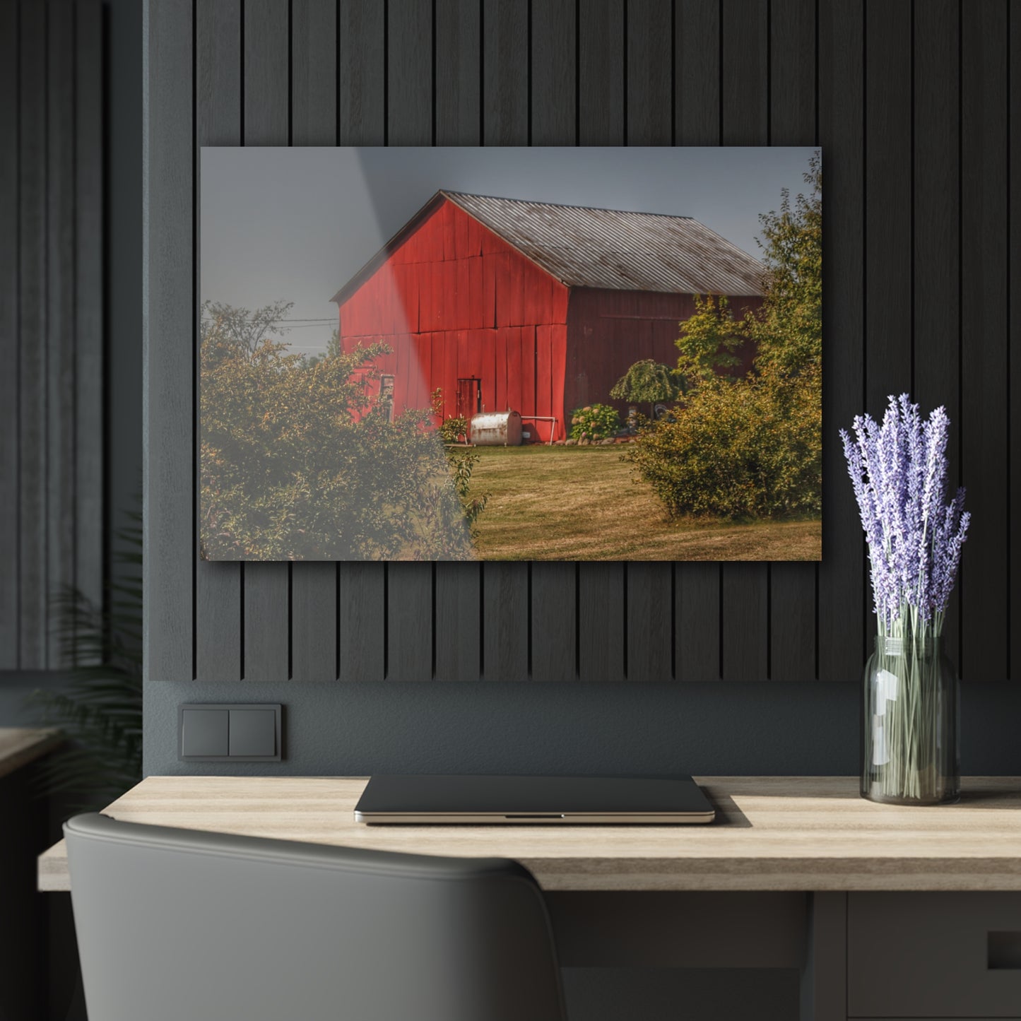 U R There Photography Vassar Roadside Red Rustic Farmhouse Acrylic Wall Print