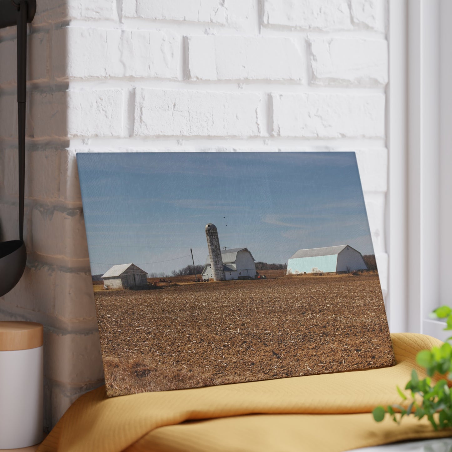 U R There Photography Colling Whites Rustic Farmhouse Tempered-Glass Cutting Board