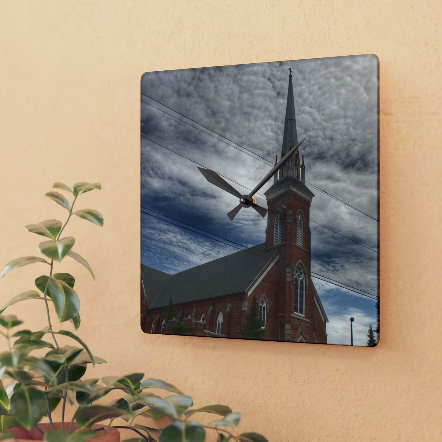 U R There Photography Frankenmuth Catholic Church Rustic Farmhouse Acrylic Analog Wall Clock