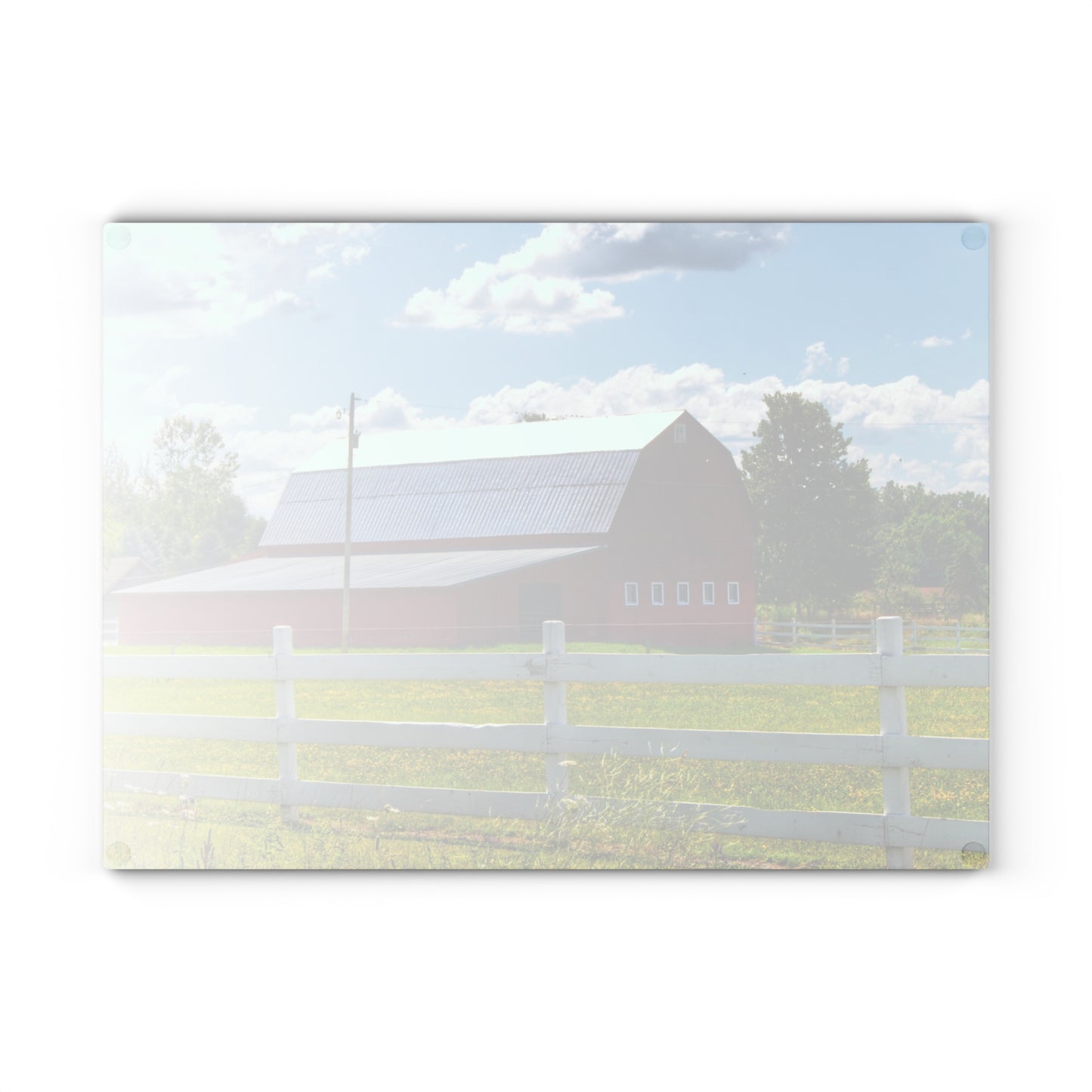 U R There Photography Burt Road Red Rustic Farmhouse Tempered-Glass Cutting Board