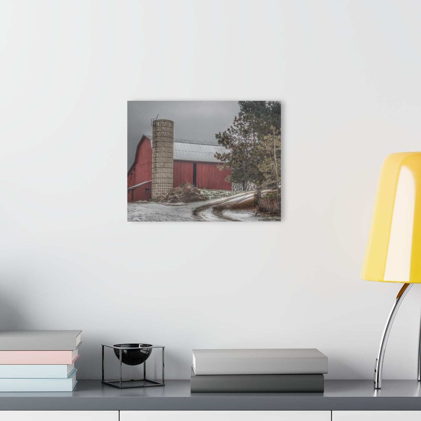 U R There Photography South Kirk Road Red Rustic Farmhouse Acrylic Wall Print