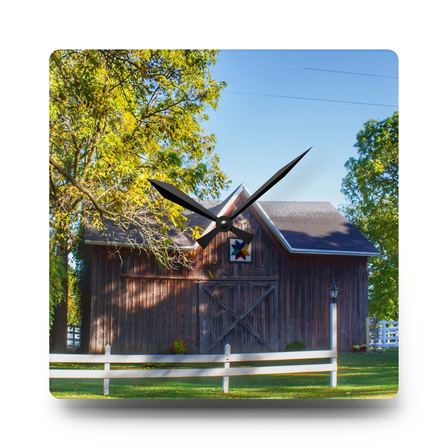 U R There Photography Hunters Creek Quilted I Rustic Farmhouse Acrylic Analog Wall Clock