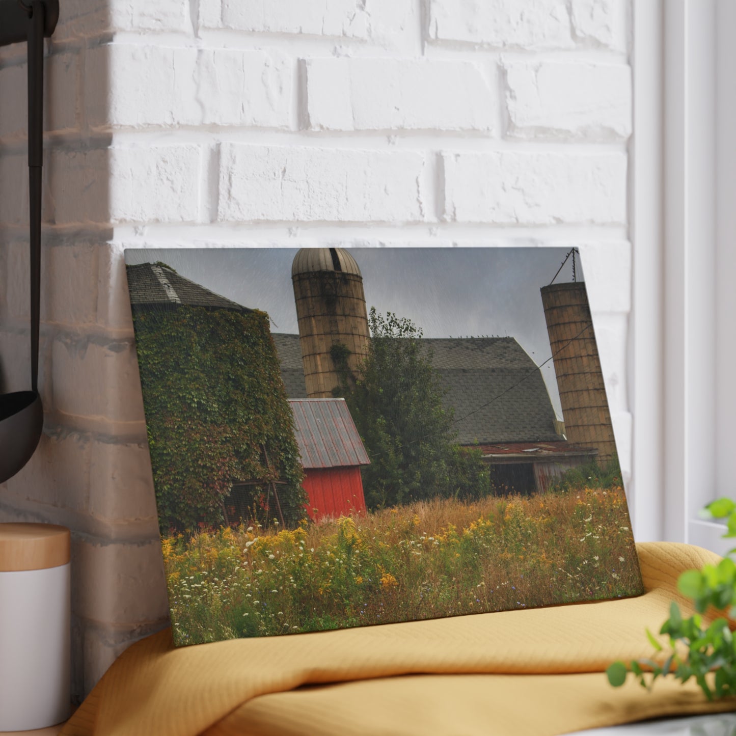 U R There Photography Silos of Otisville Rustic Farmhouse Tempered-Glass Cutting Board