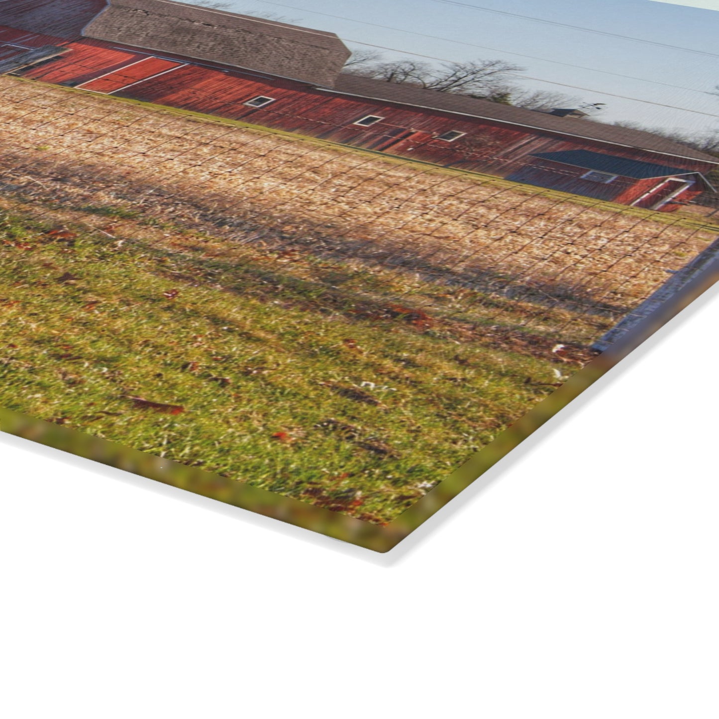 U R There Photography Pratt Road Little Red Rustic Farmhouse Tempered-Glass Cutting Board