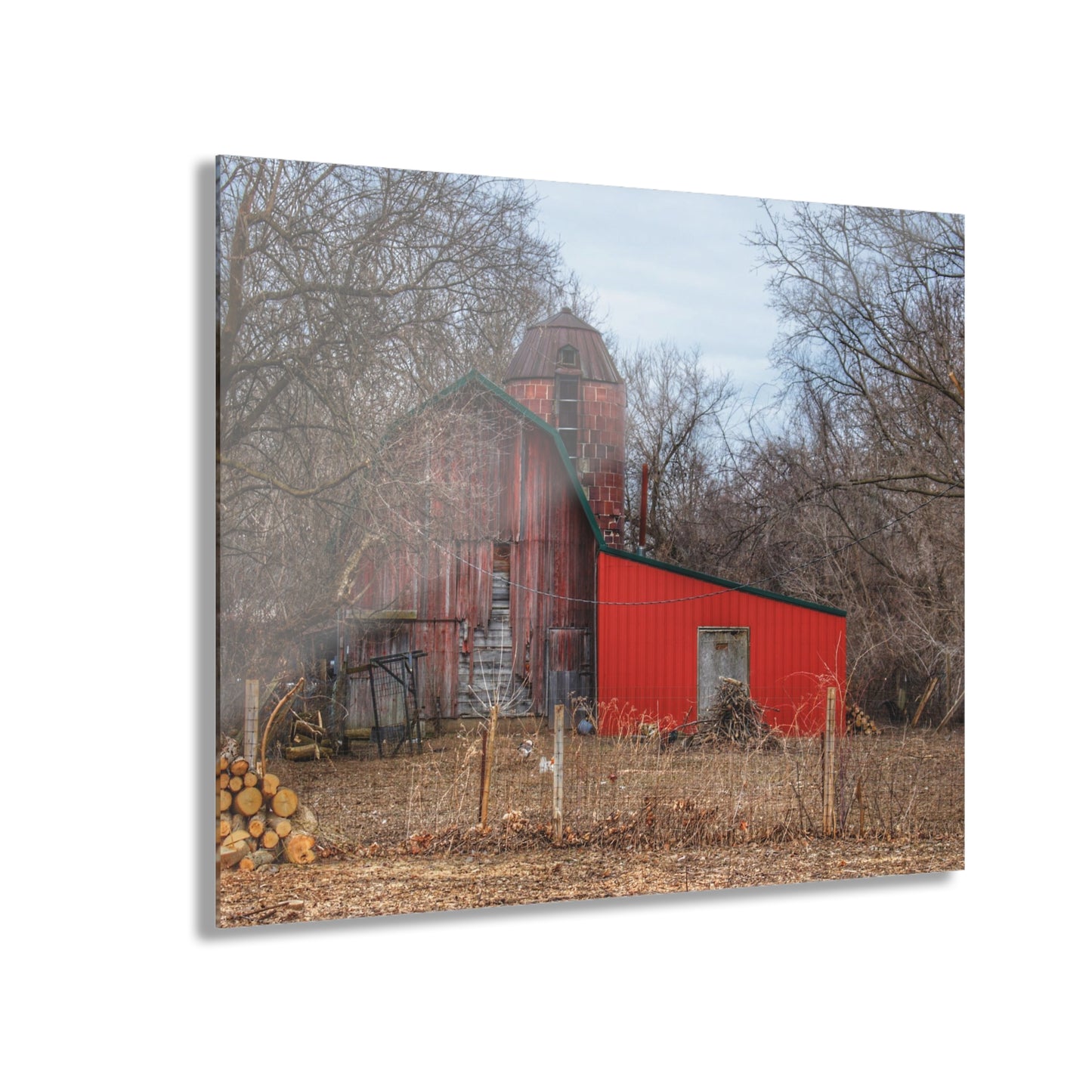 U R There Photography Bray Road Hidden Barnyard Red I Rustic Farmhouse Acrylic Wall Print