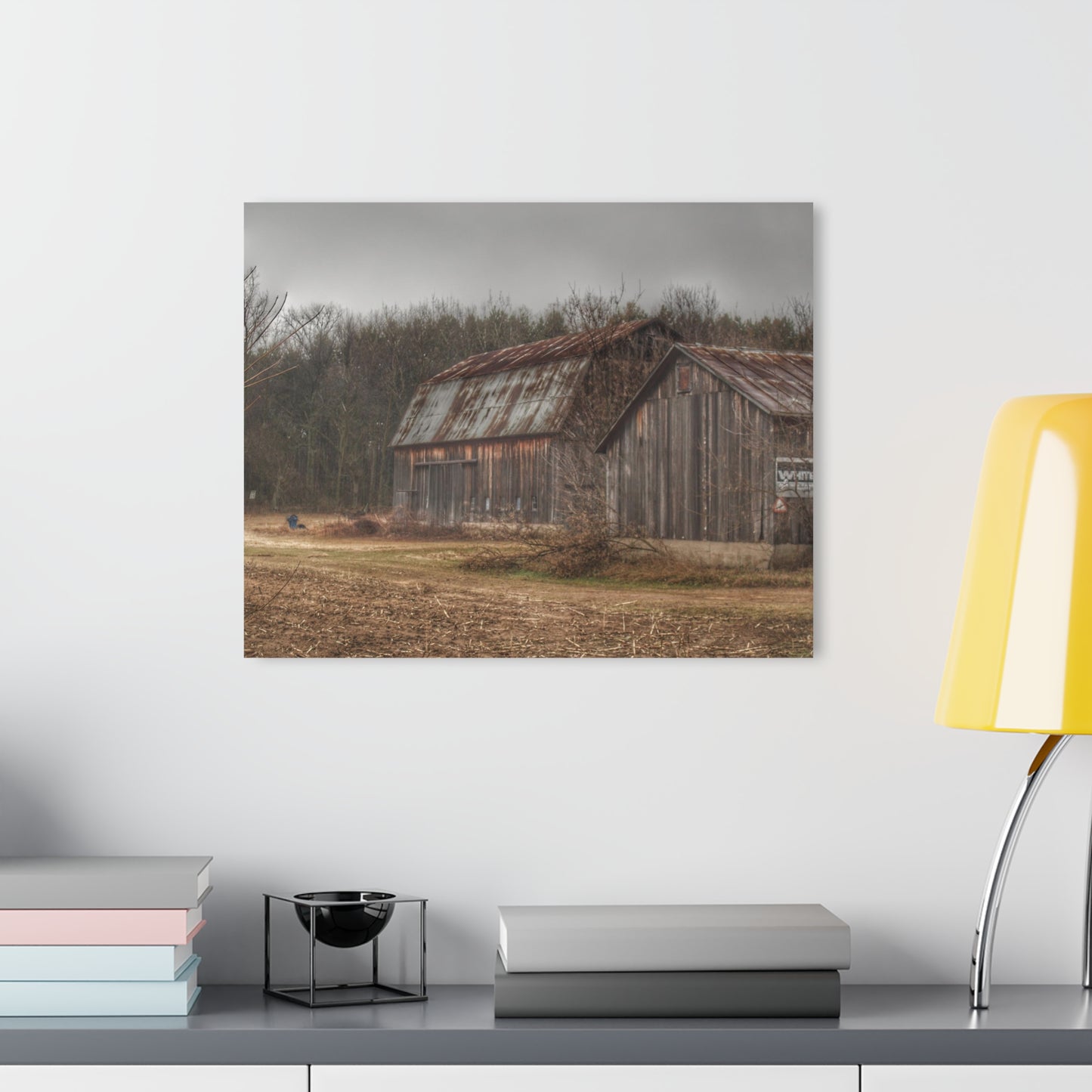 U R There Photography Arbela Road Greys Rustic Farmhouse Acrylic Wall Print
