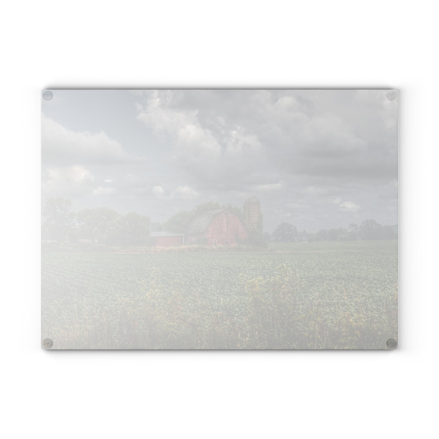 U R There Photography Church Road Red Rustic Farmhouse Tempered-Glass Cutting Board