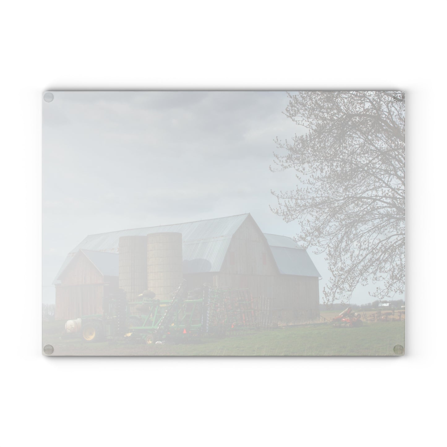 U R There Photography Snover Road Red I Rustic Farmhouse Tempered-Glass Cutting Board
