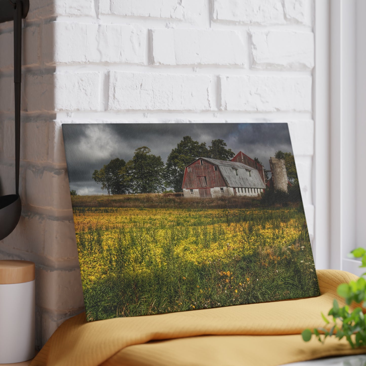 U R There Photography Remnants Rustic Farmhouse Tempered-Glass Cutting Board
