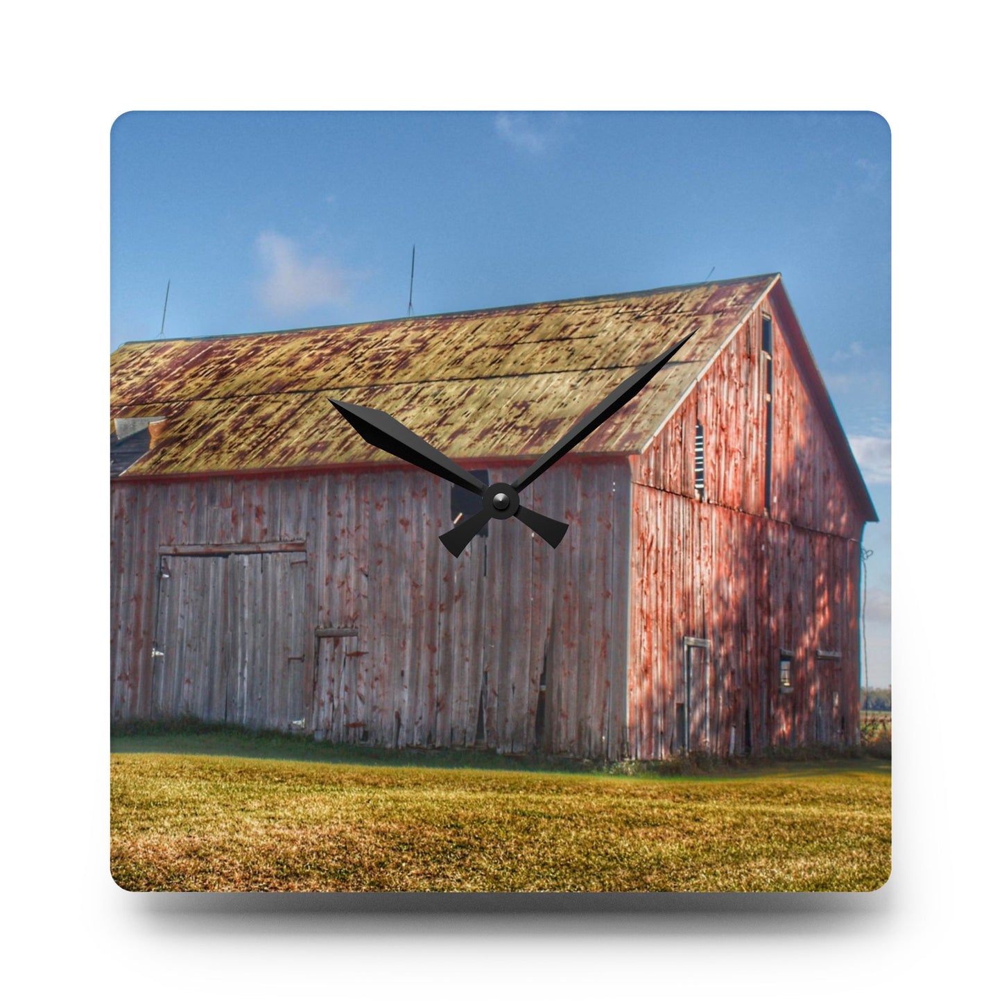 U R There Photography Fargo Road Saltbox Rustic Farmhouse Acrylic Analog Wall Clock