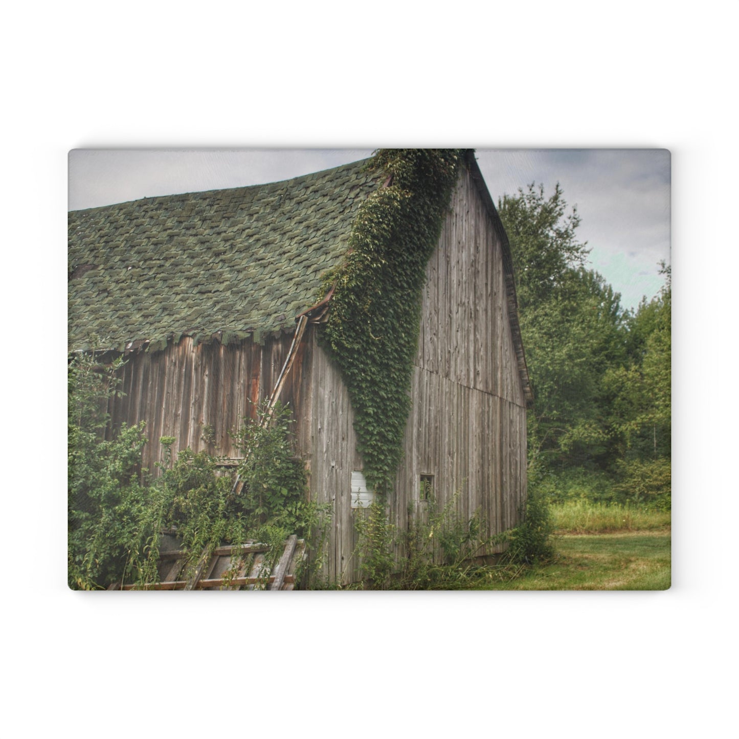 U R There Photography Chambers Grey Rustic Farmhouse Tempered-Glass Cutting Board