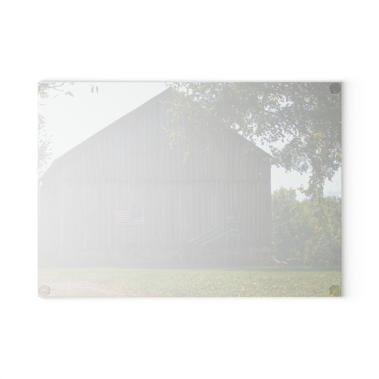 U R There Photography Sutton Road Patriot Grey II Rustic Farmhouse Tempered-Glass Cutting Board