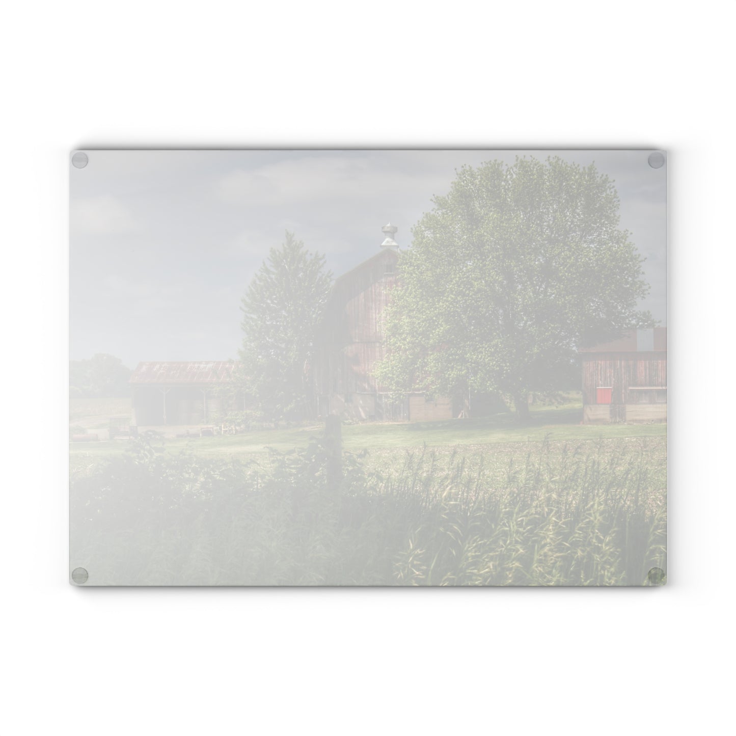 U R There Photography Ross Road Red Rustic Farmhouse Tempered-Glass Cutting Board