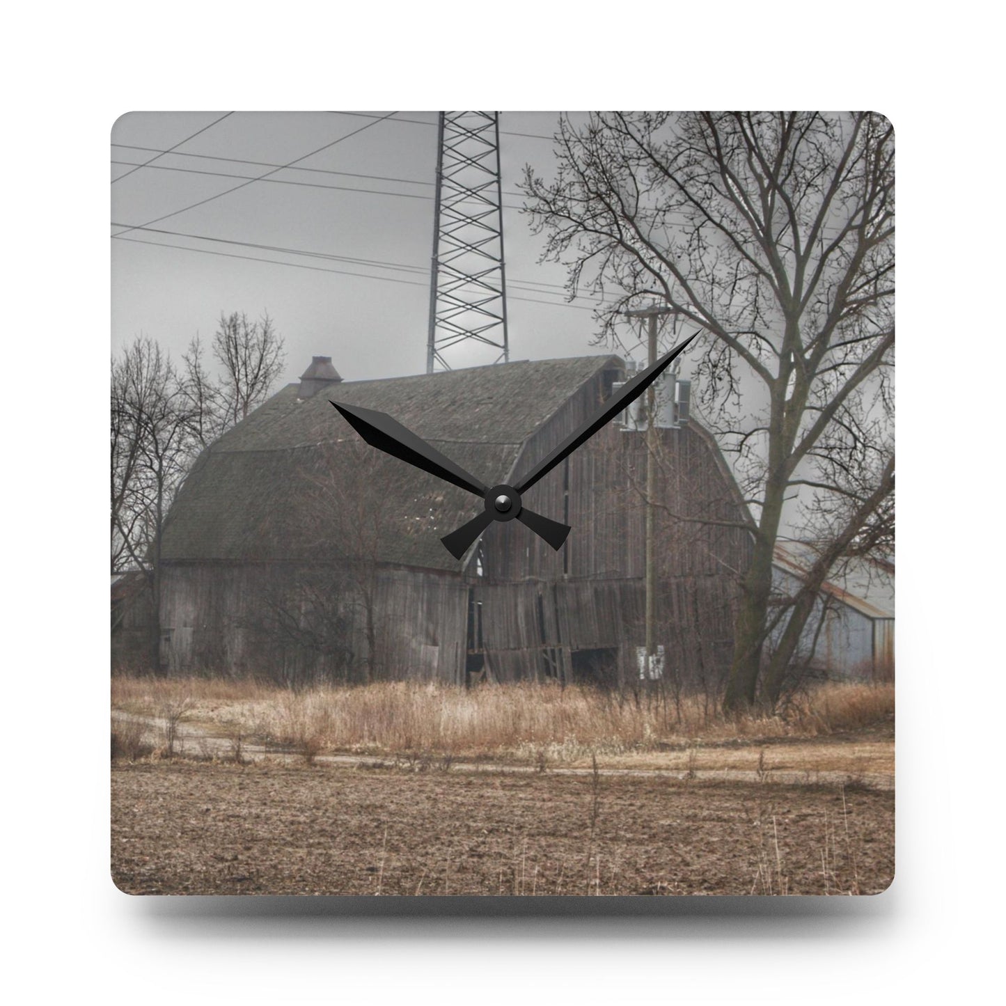 U R There Photography Barnes Road End of Days Rustic Farmhouse Acrylic Analog Wall Clock