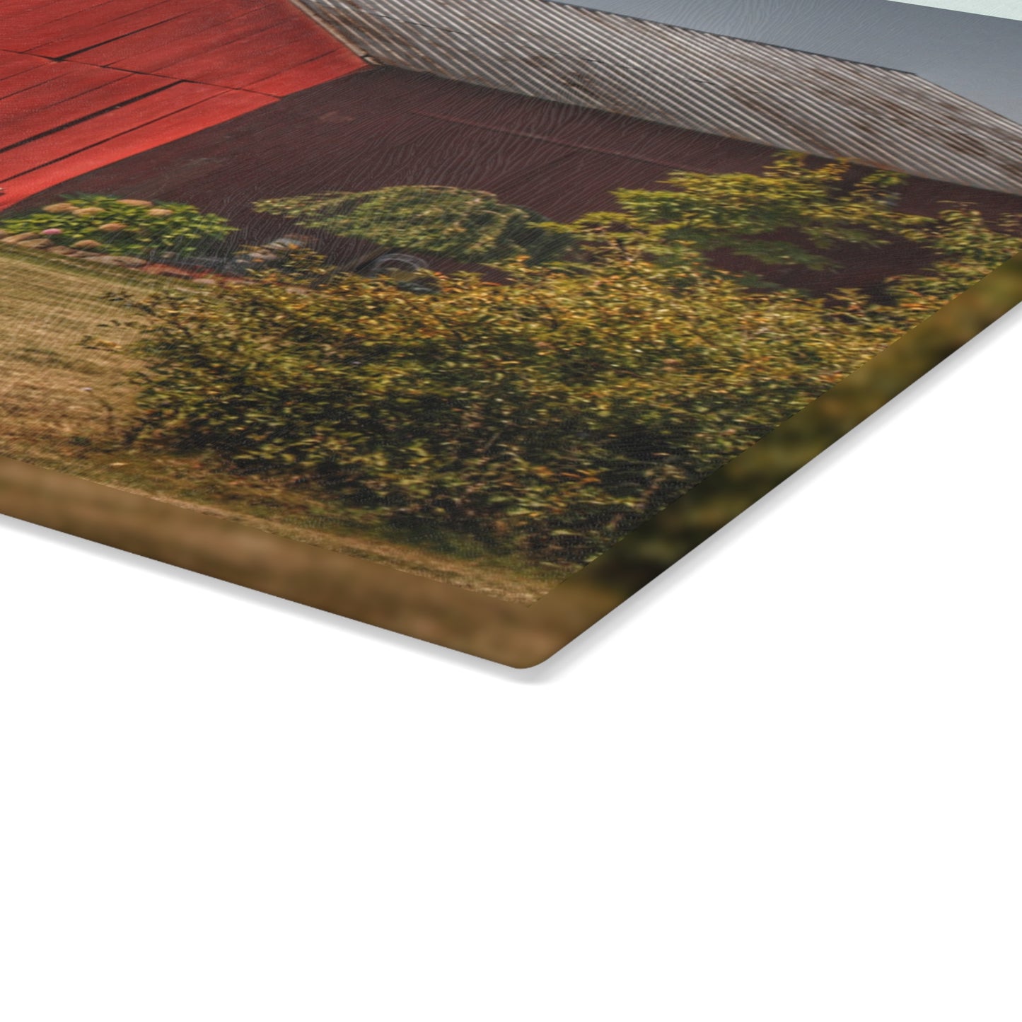 U R There Photography Vassar Roadside Red Rustic Farmhouse Tempered-Glass Cutting Board
