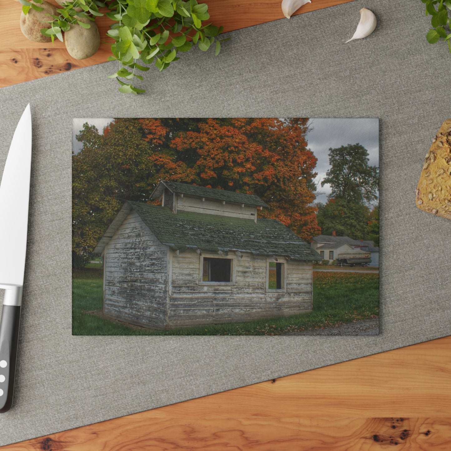 U R There Photography Rural Shack of Metamora Rustic Farmhouse Tempered-Glass Cutting Board
