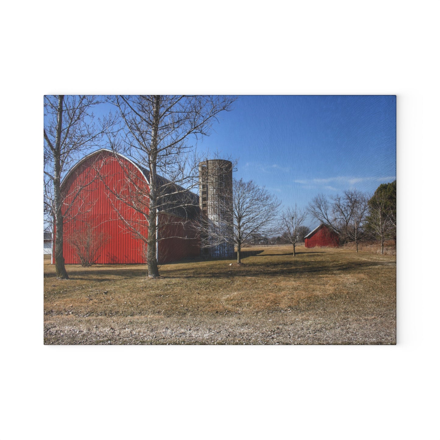 U R There Photography Romeo Plank Road Reds I Rustic Farmhouse Tempered-Glass Cutting Board