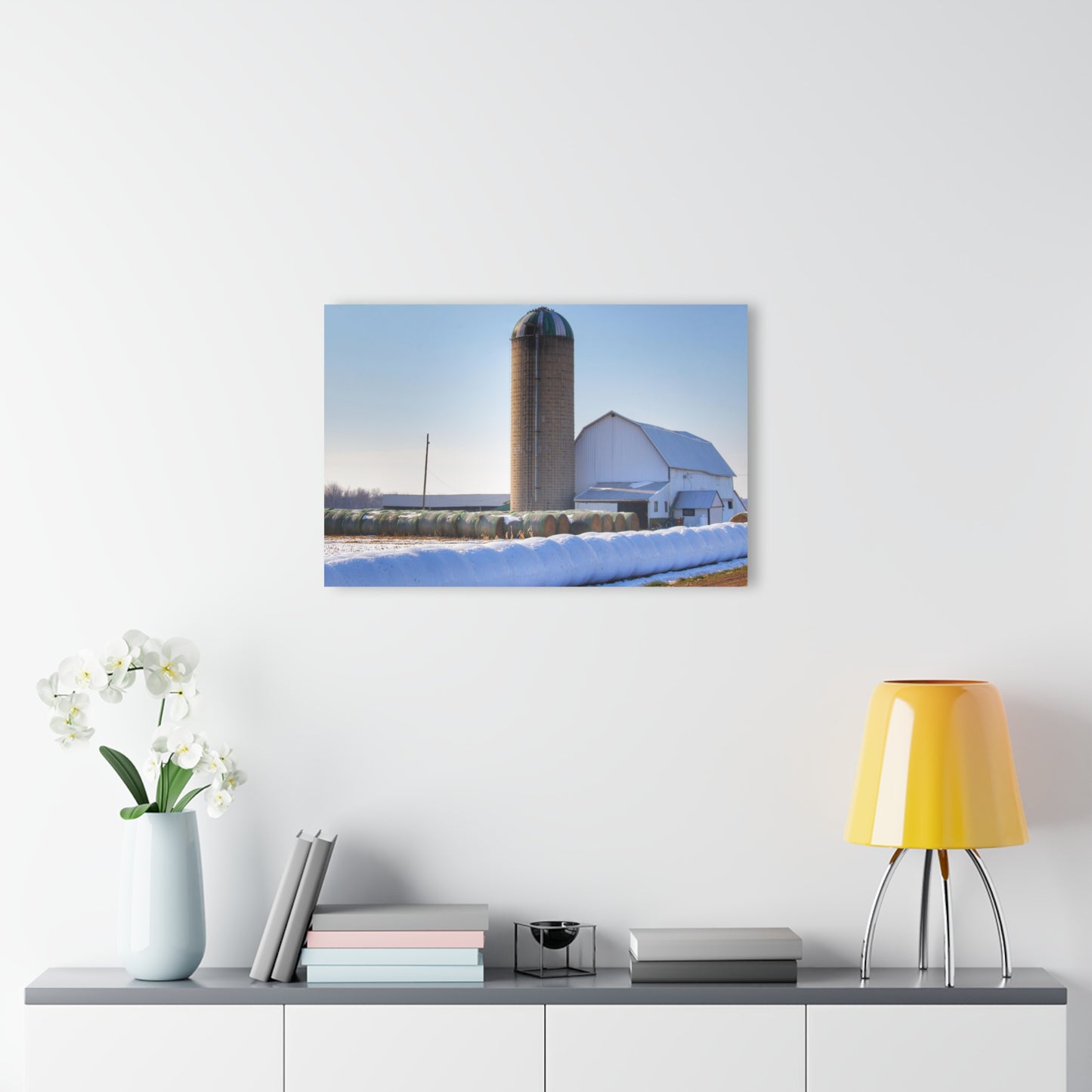 U R There Photography Bowers Road White in Winter Rustic Farmhouse Acrylic Wall Print