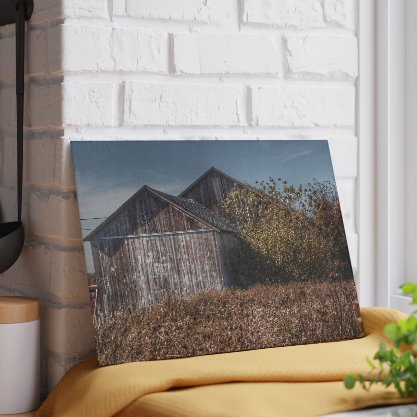 U R There Photography Fulmer Road Greys Rustic Farmhouse Tempered-Glass Cutting Board