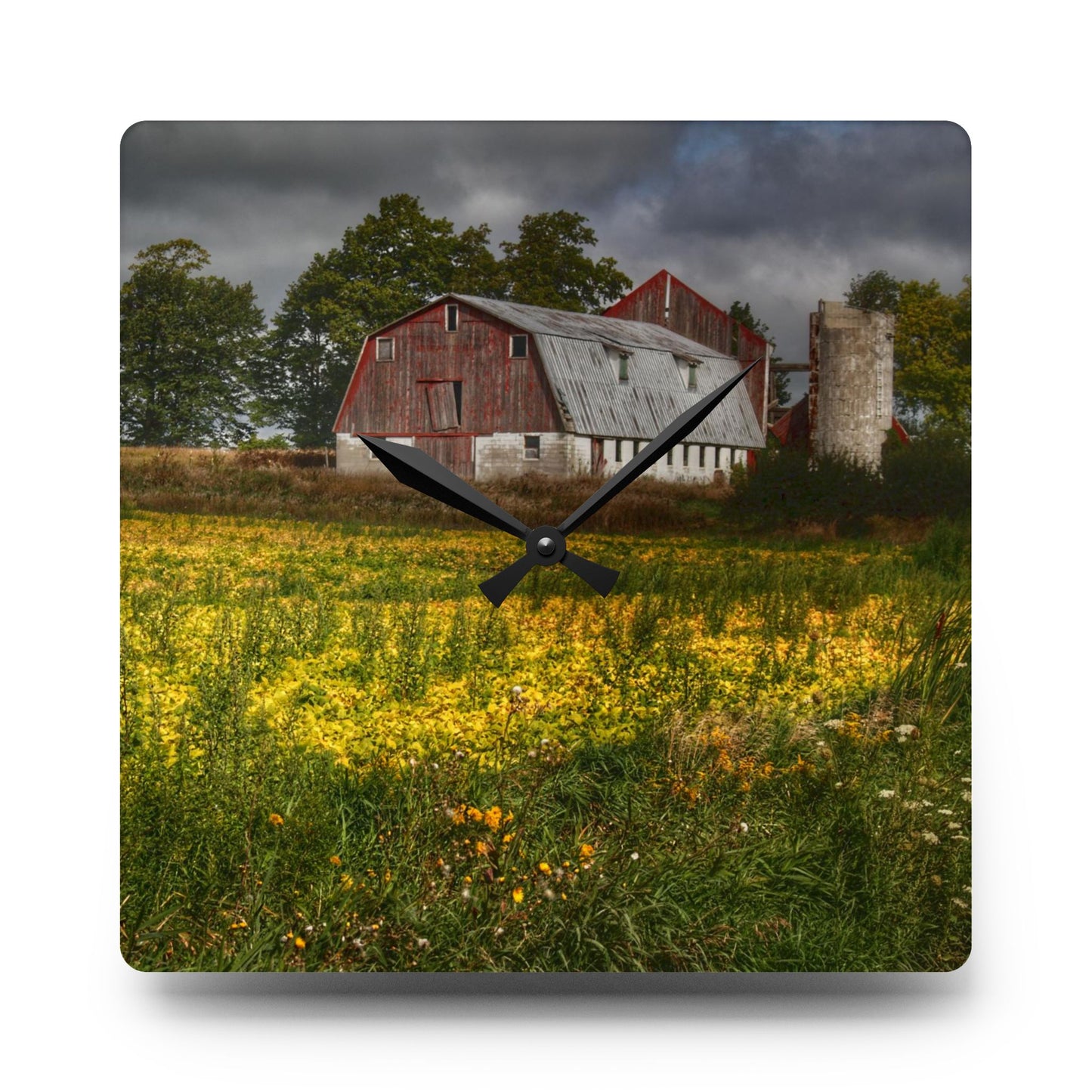 U R There Photography Remnants Rustic Farmhouse Acrylic Analog Wall Clock
