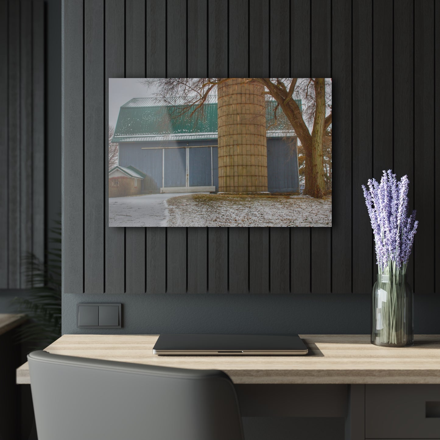 U R There Photography Hollow Corners Grey and Silo Rustic Farmhouse Acrylic Wall Print