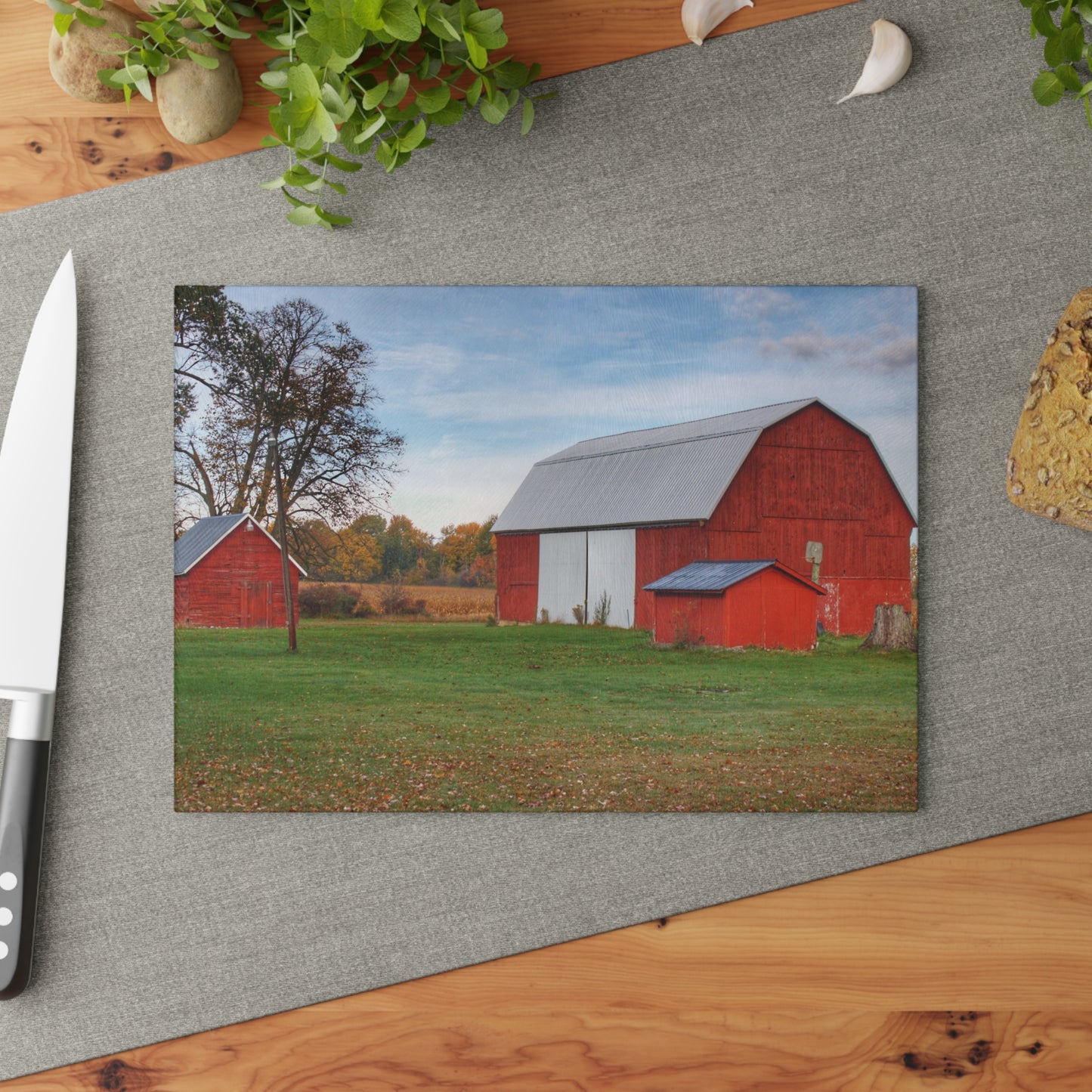 U R There Photography Ruth Reds Rustic Farmhouse Tempered-Glass Cutting Board