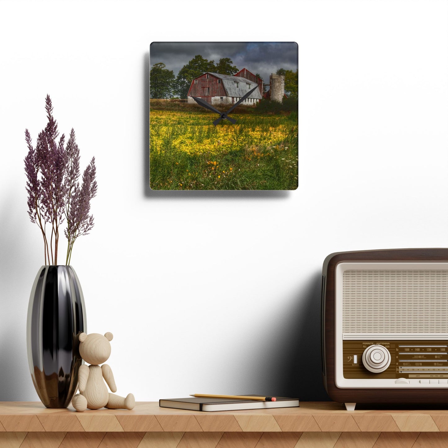 U R There Photography Remnants Rustic Farmhouse Acrylic Analog Wall Clock