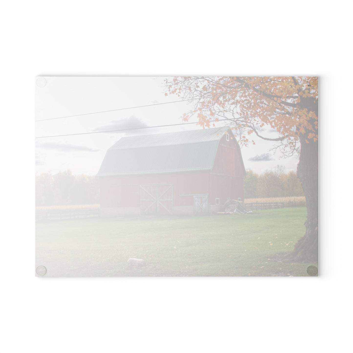 U R There Photography Bowers Roadside Red Rustic Farmhouse Tempered-Glass Cutting Board