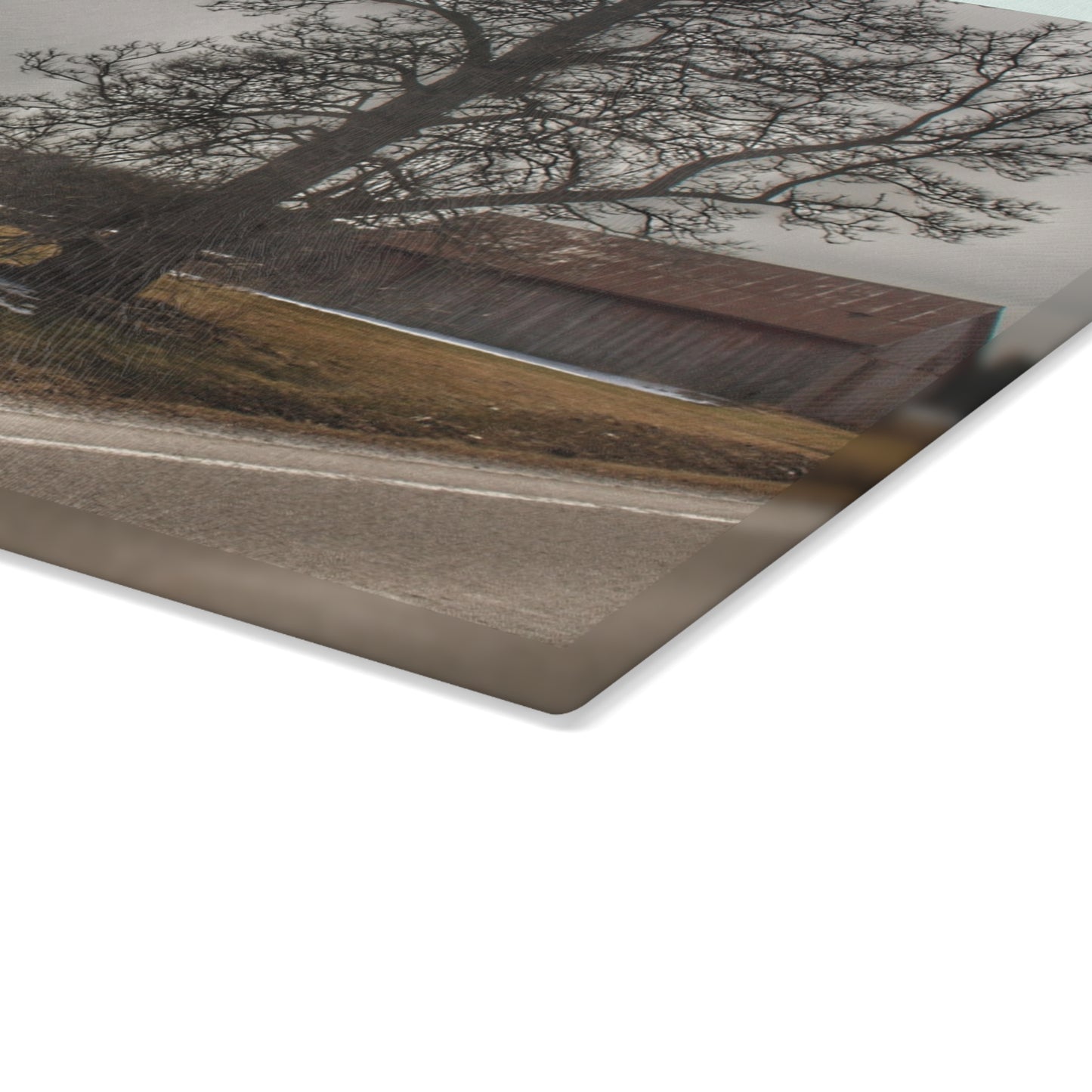 U R There Photography Roadside Greys Rustic Farmhouse Tempered-Glass Cutting Board