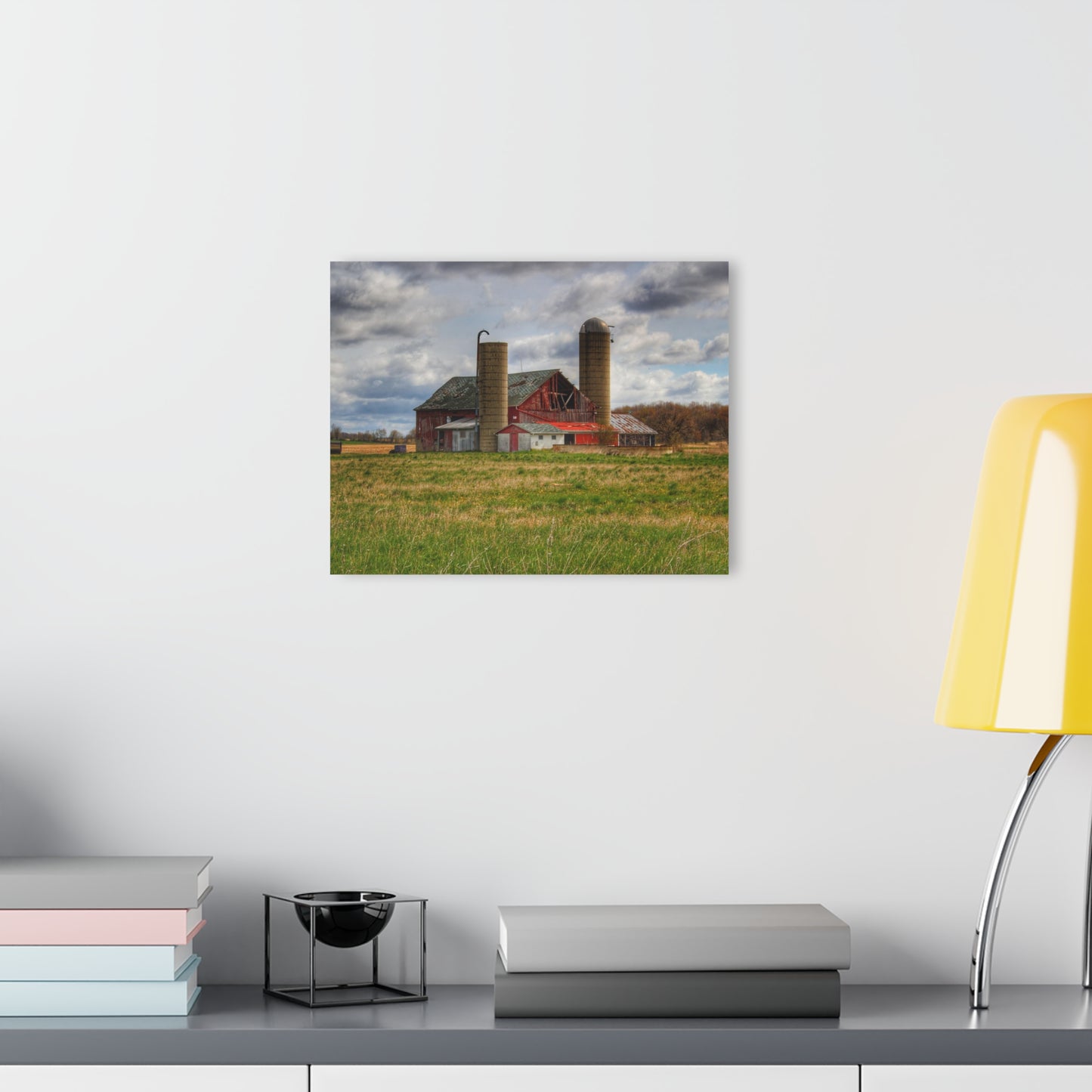 U R There Photography Centerline Road Red Rustic Farmhouse Acrylic Wall Print