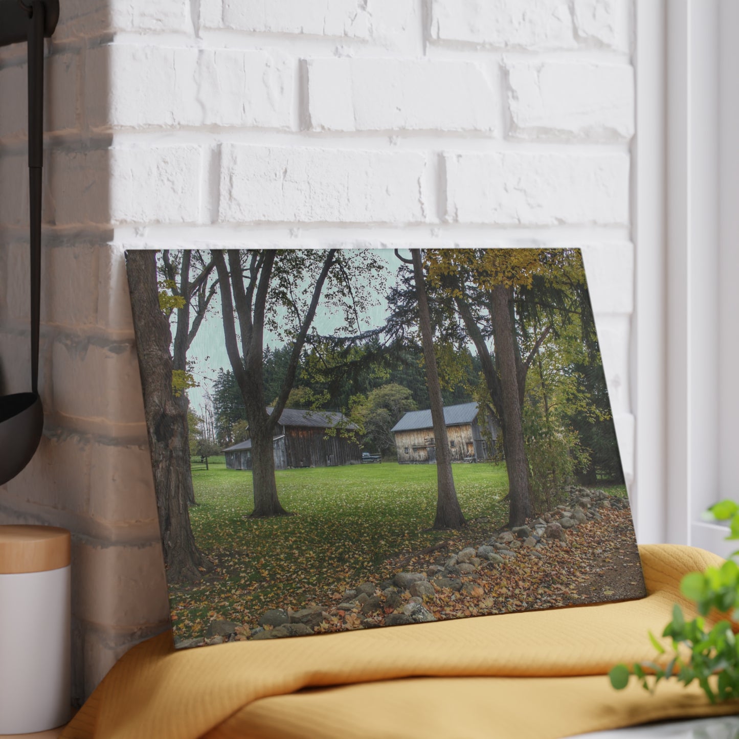 U R There Photography Wilder Road Grey I Rustic Farmhouse Tempered-Glass Cutting Board