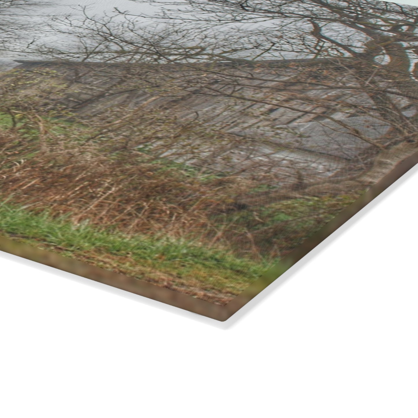 U R There Photography Bowers Road Greys IV Rustic Farmhouse Tempered-Glass Cutting Board