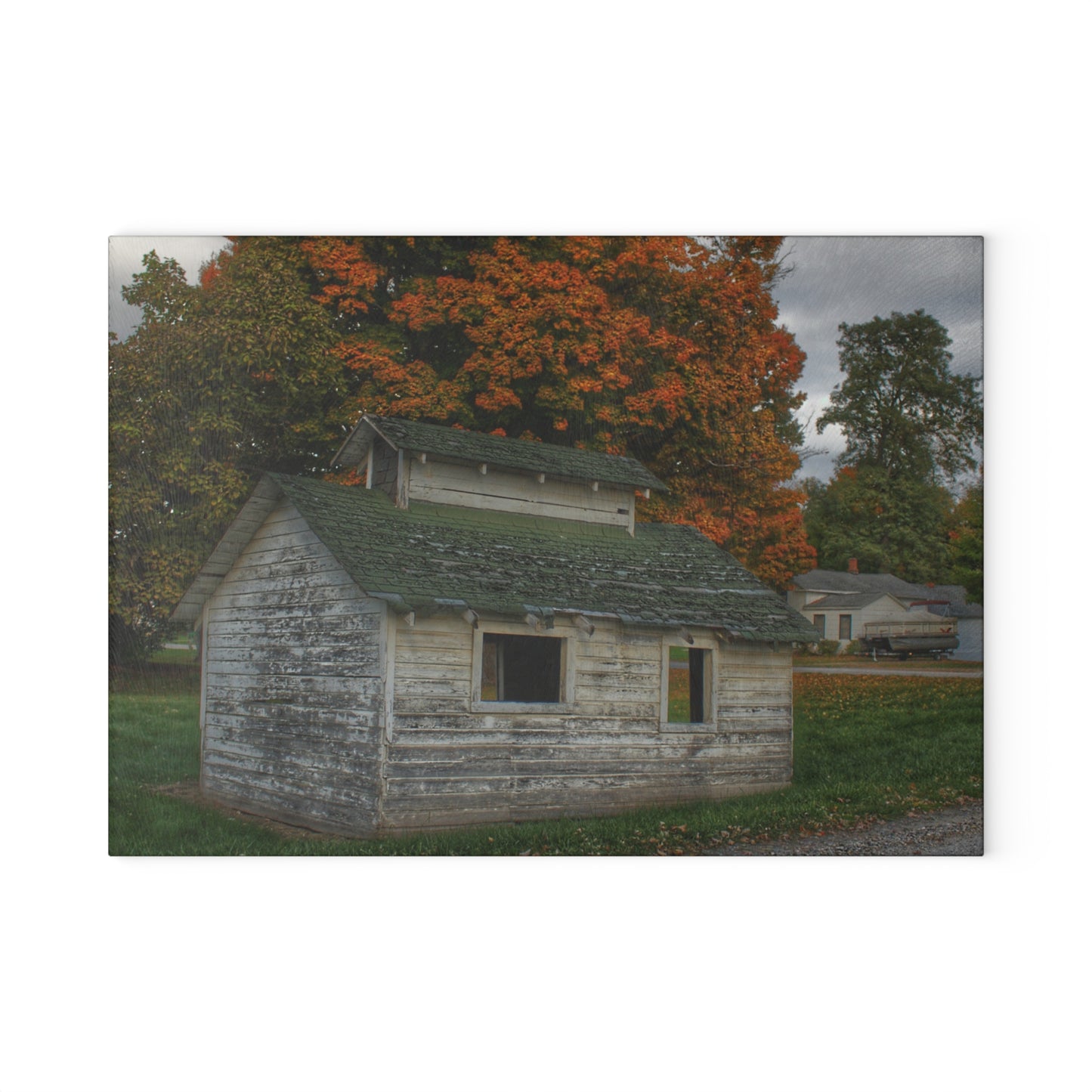 U R There Photography Rural Shack of Metamora Rustic Farmhouse Tempered-Glass Cutting Board