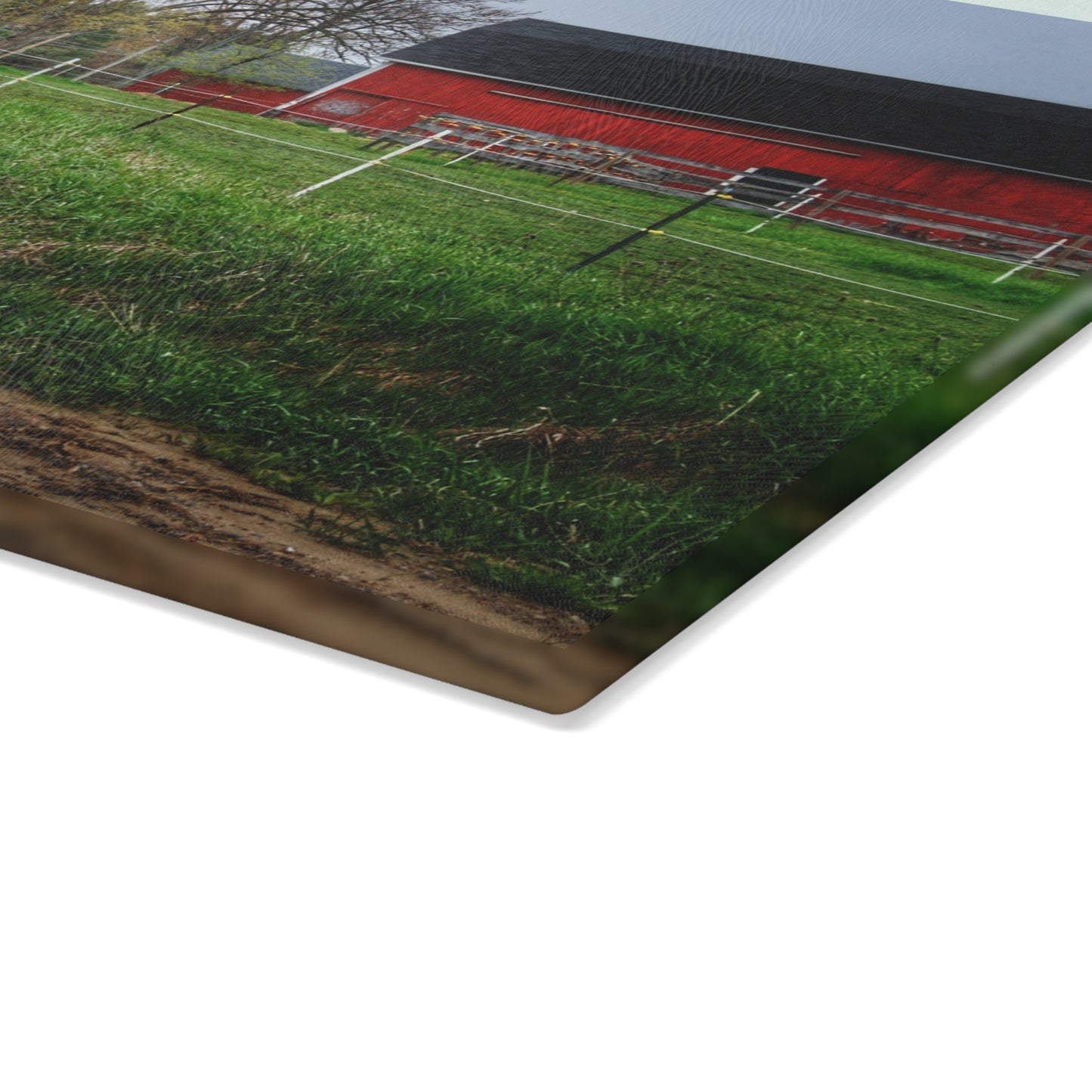 U R There Photography West Lake Road Farm and Filly I Rustic Farmhouse Tempered-Glass Cutting Board