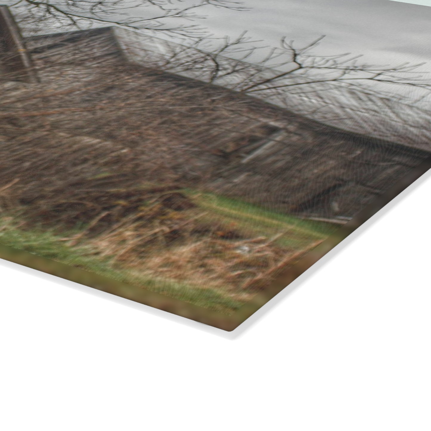 U R There Photography Bowers Road Greys II Rustic Farmhouse Tempered-Glass Cutting Board