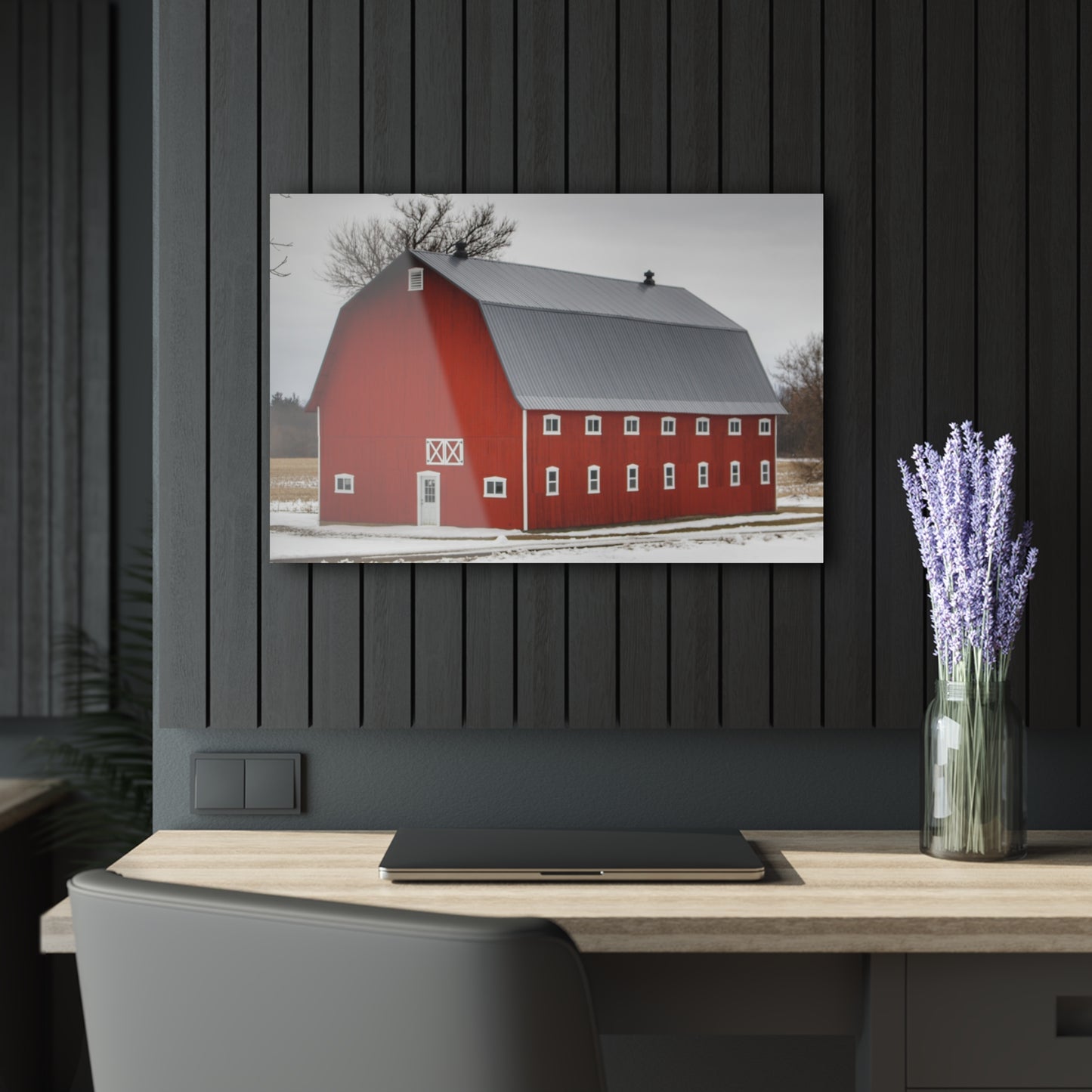 U R There Photography Hollow Corners Red Tree Silo II Rustic Farmhouse Acrylic Wall Print