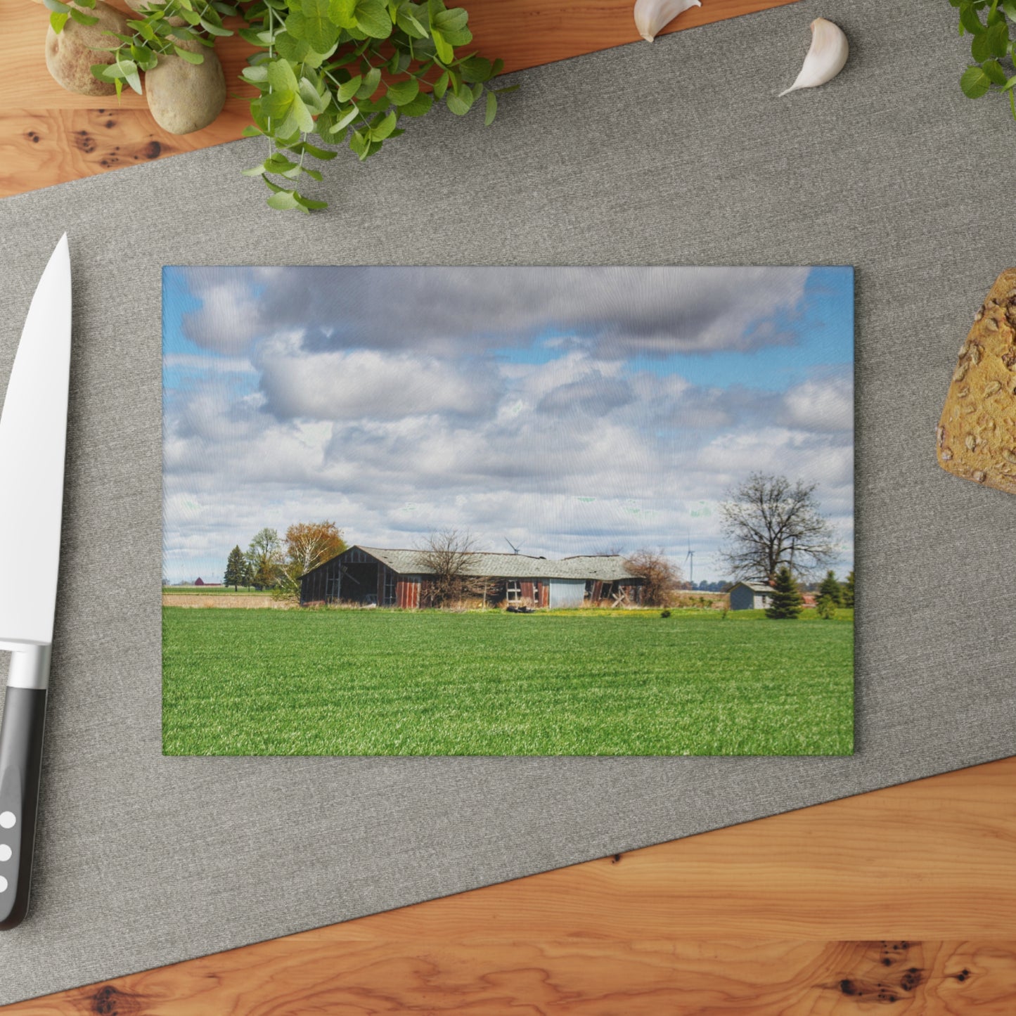 U R There Photography Rescue Road Rusted Shack Rustic Farmhouse Tempered-Glass Cutting Board