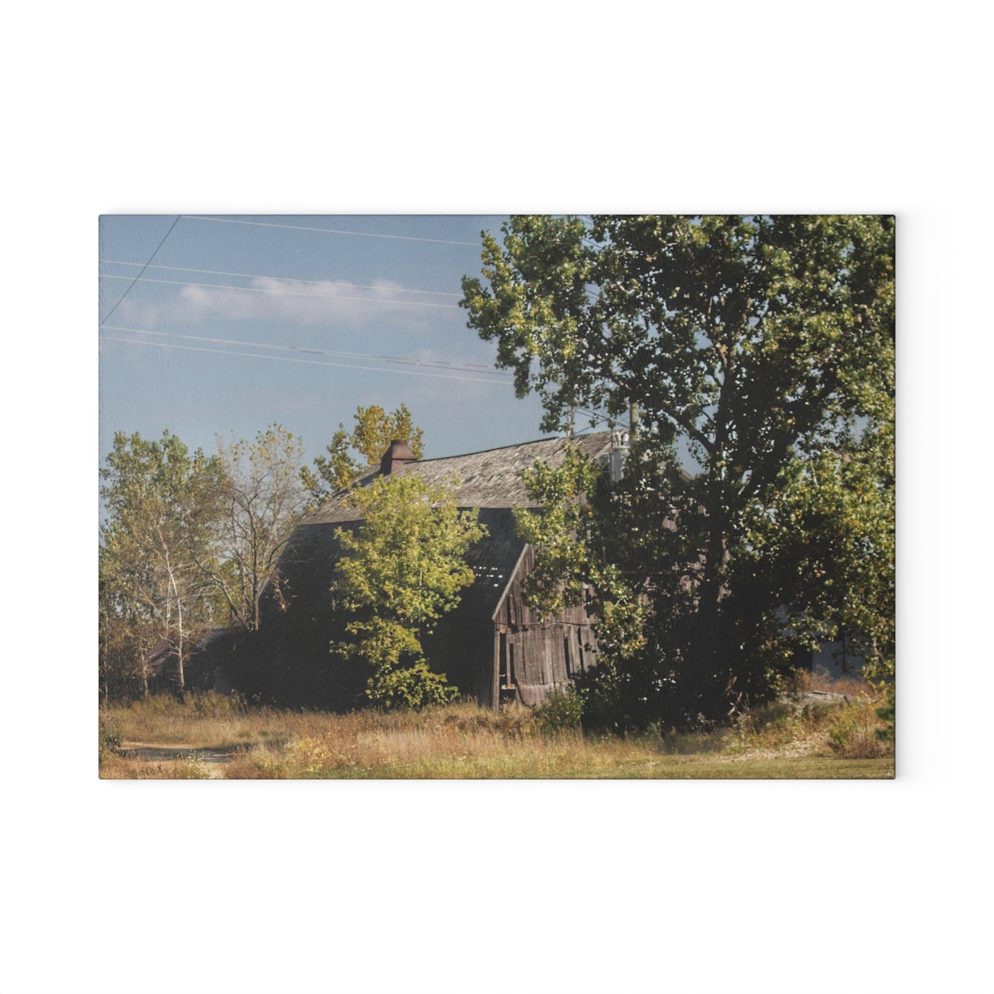 U R There Photography Barnes Road Grey Rustic Farmhouse Tempered-Glass Cutting Board