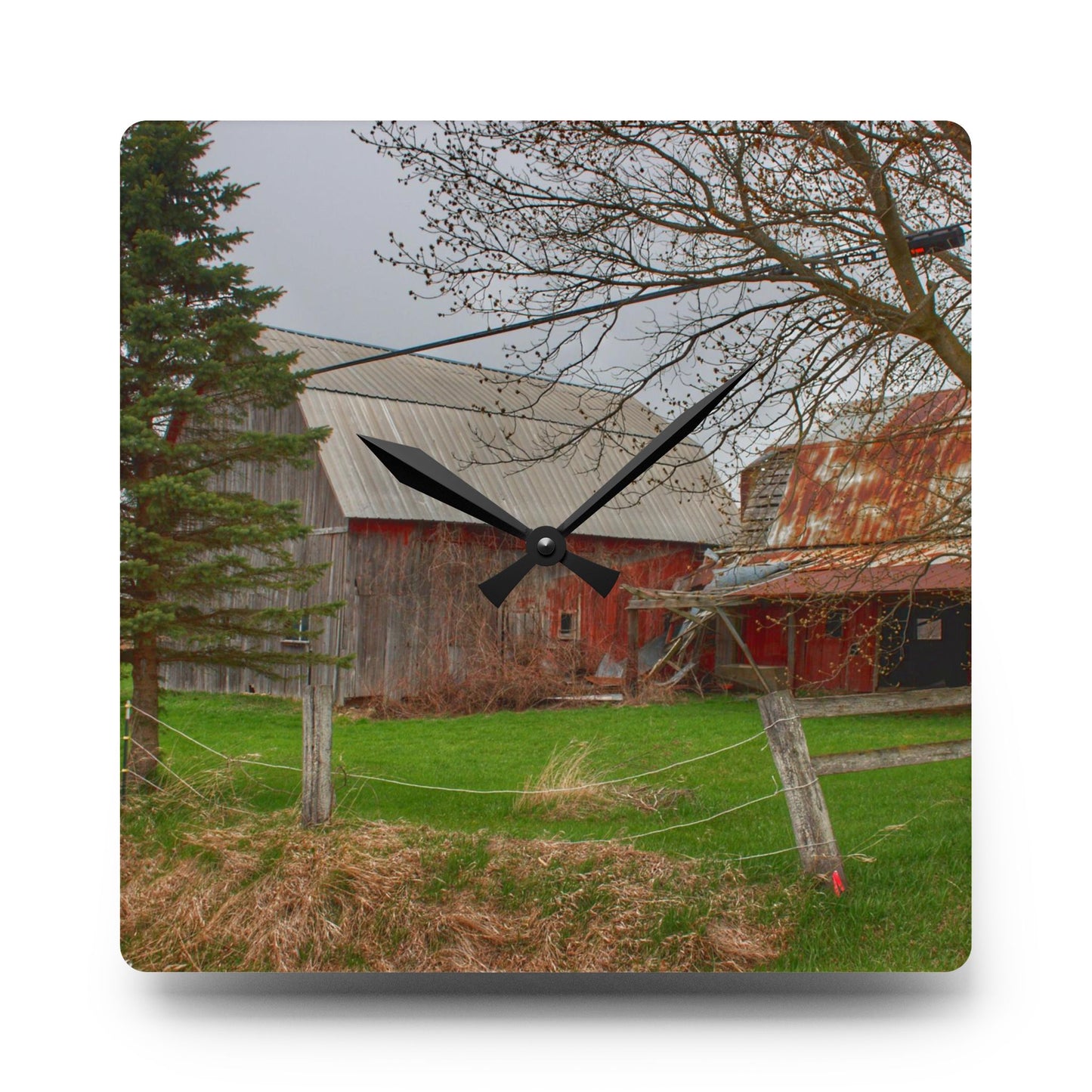 U R There Photography Dodge Road Forgotten Greys Rustic Farmhouse Acrylic Analog Wall Clock