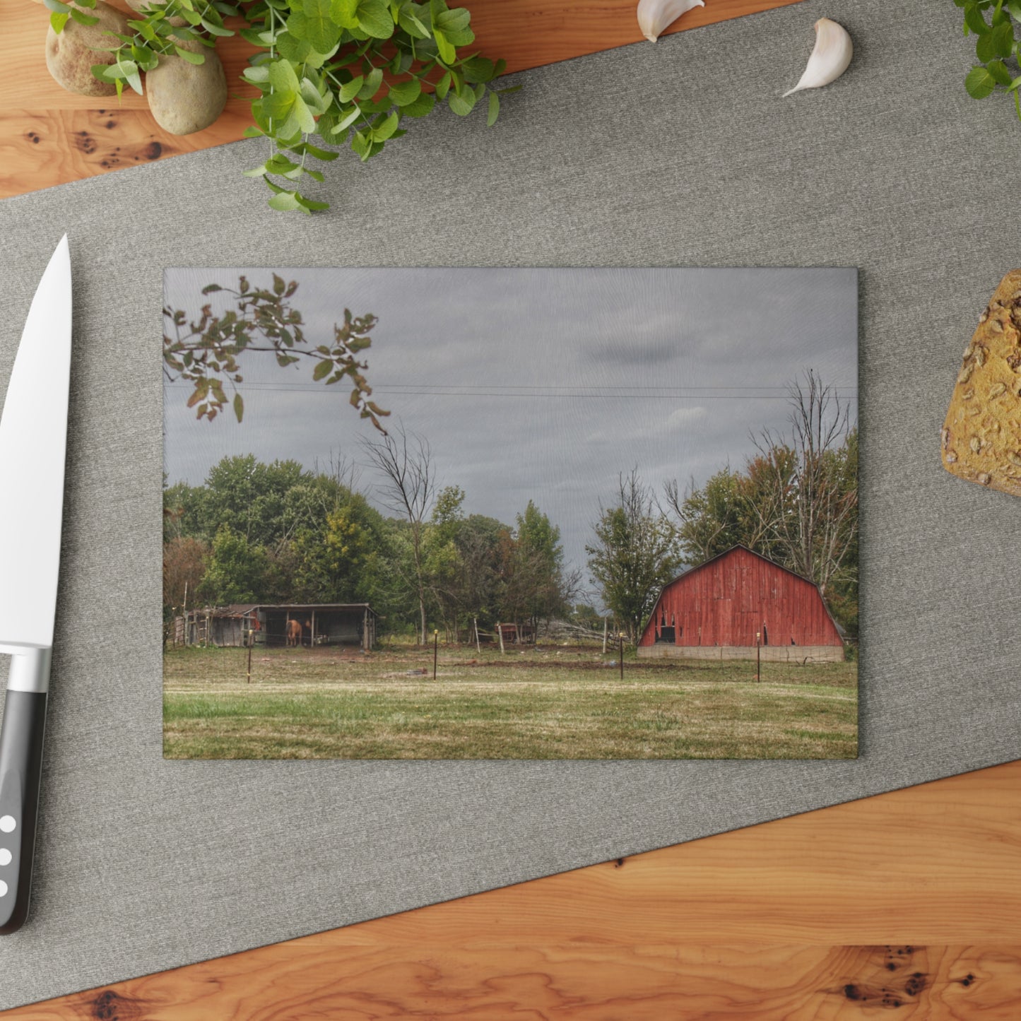 U R There Photography Petz Road Farm Rustic Farmhouse Tempered-Glass Cutting Board