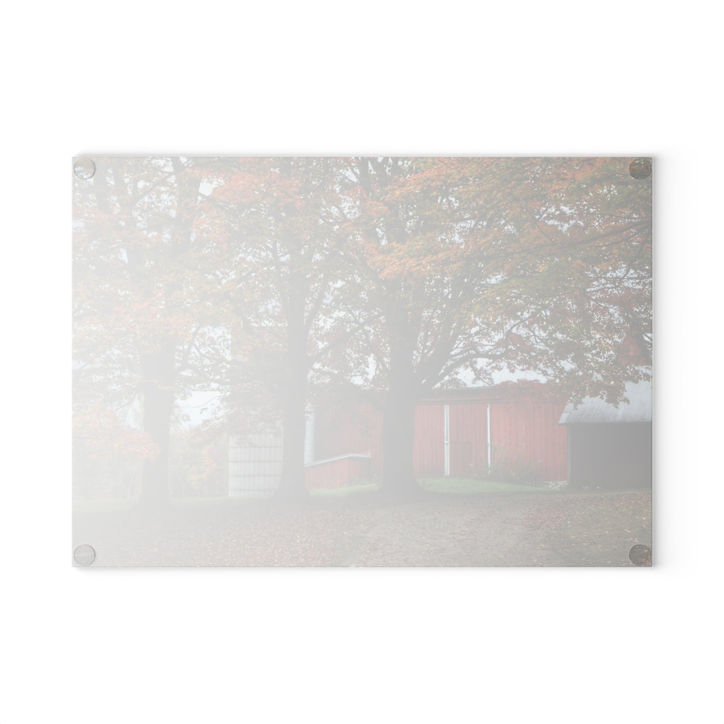 U R There Photography Brown Road Red in the Fall Rustic Farmhouse Tempered-Glass Cutting Board