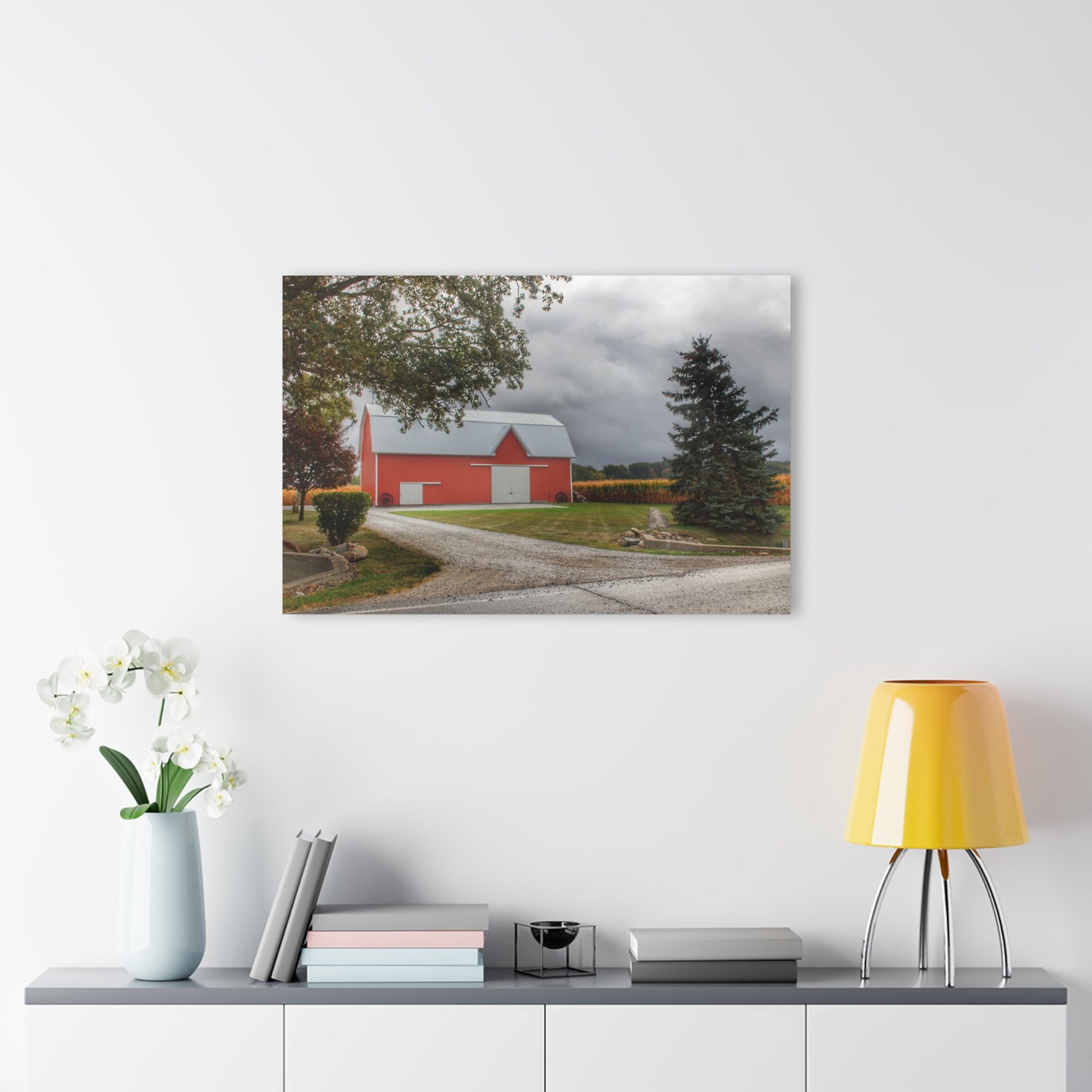U R There Photography Richville Road Red Rustic Farmhouse Acrylic Wall Print