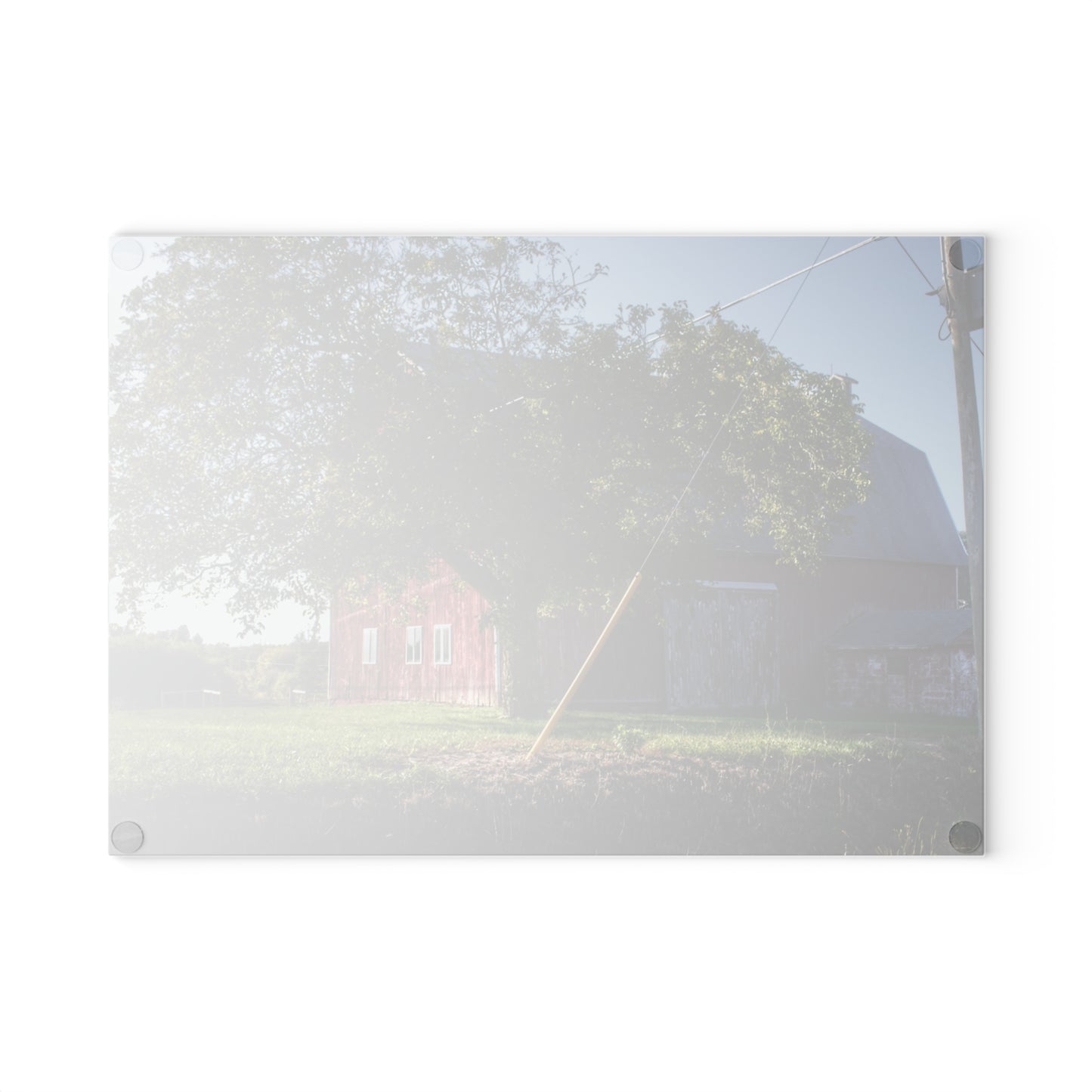 U R There Photography Rochester Road Hidden Red Rustic Farmhouse Tempered-Glass Cutting Board 8"x 11"