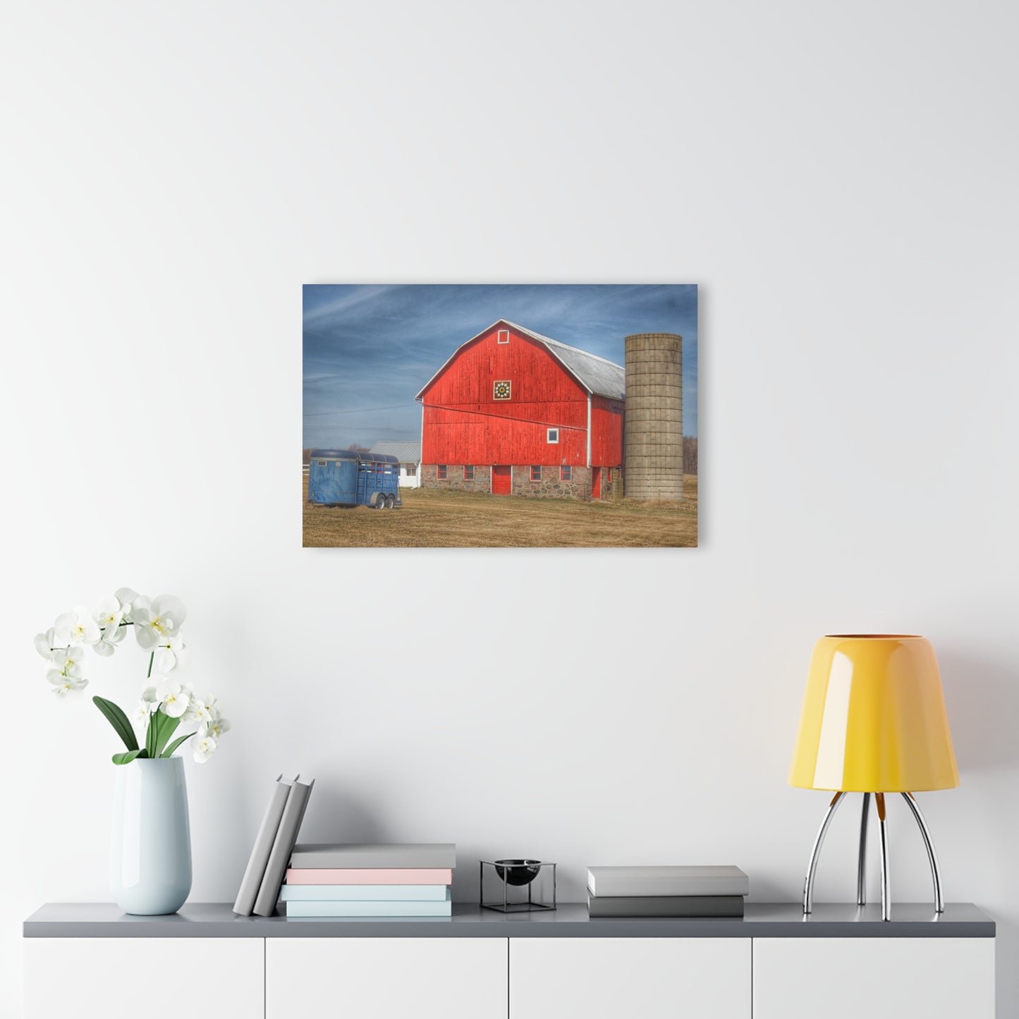 U R There Photography West Brown Road Quilted Red Rustic Farmhouse Acrylic Wall Print
